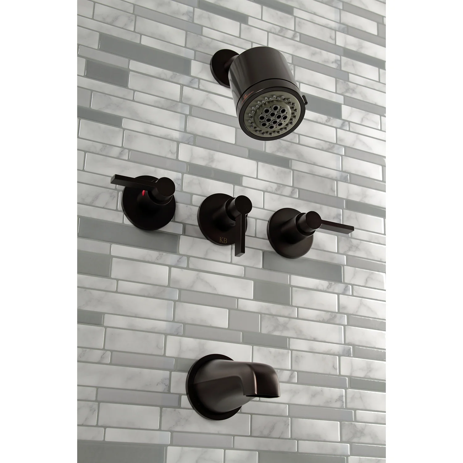 Kingston Sona KBX8135NDL - NuvoFusion Triple-Handle Tub and Shower Faucet, Oil Rubbed Bronze - Image 7
