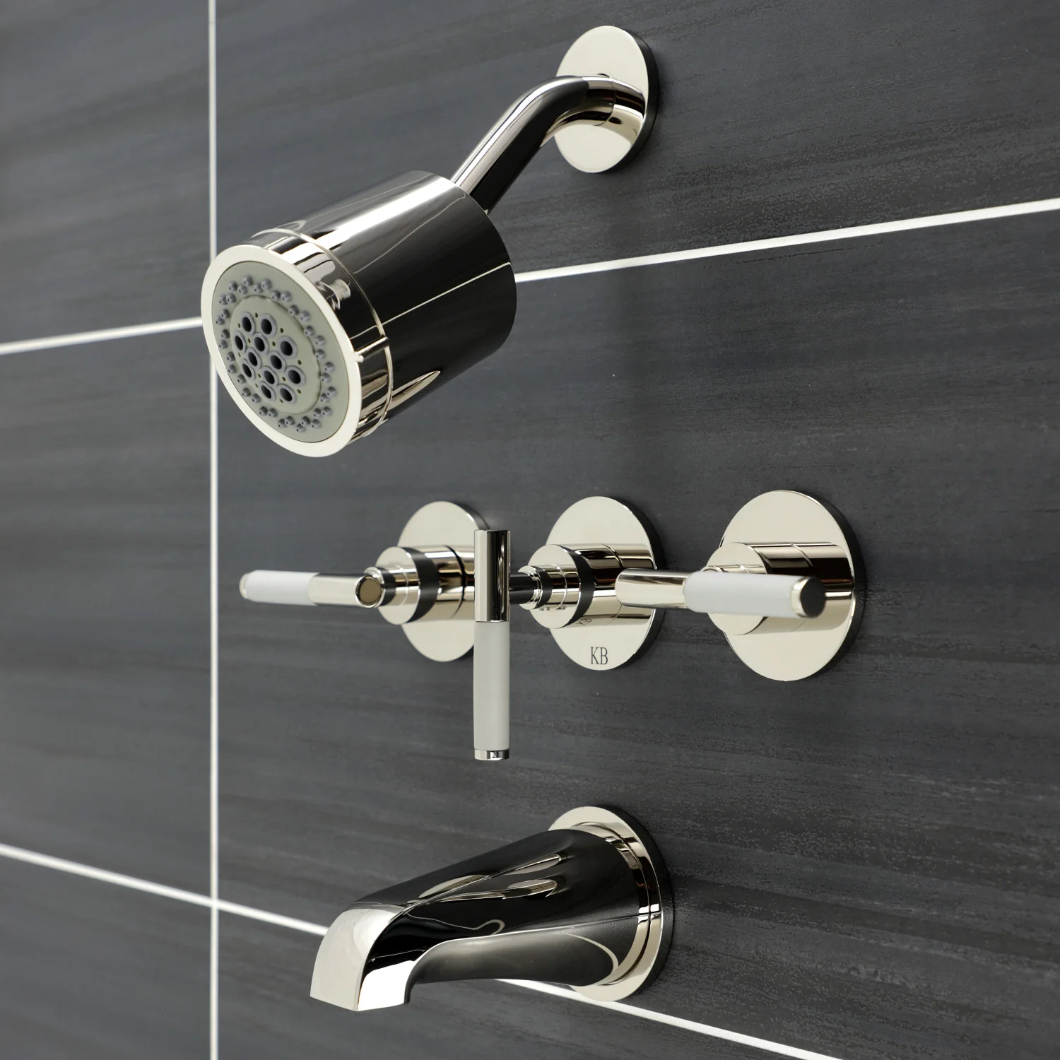 Kingston Sona KBX8136CKL - Kaiser Triple-Handle Tub and Shower Faucet, Polished Nickel - Image 3