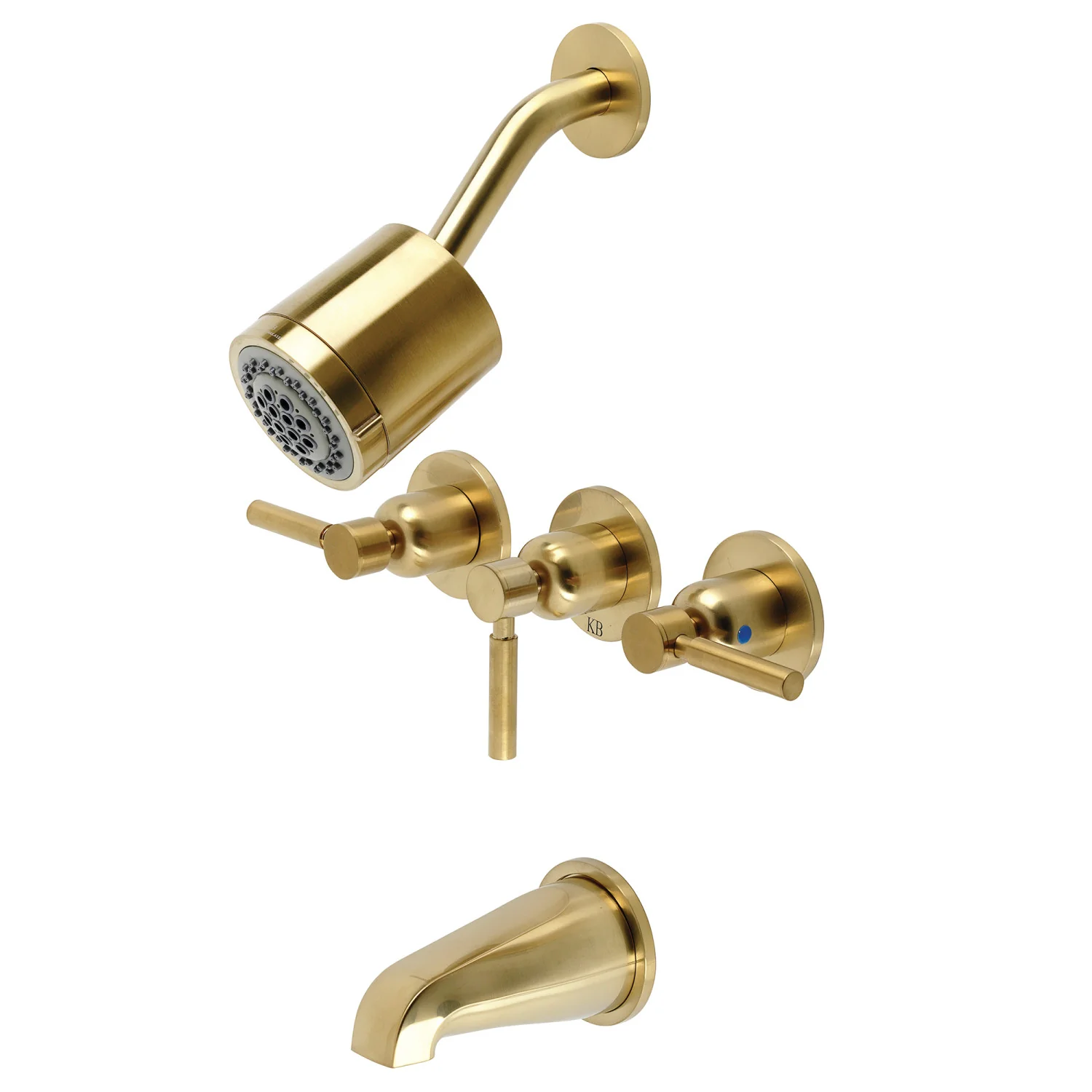 Kingston Sona KBX8137DL - Concord Triple-Handle Tub and Shower Faucet, Brushed Brass