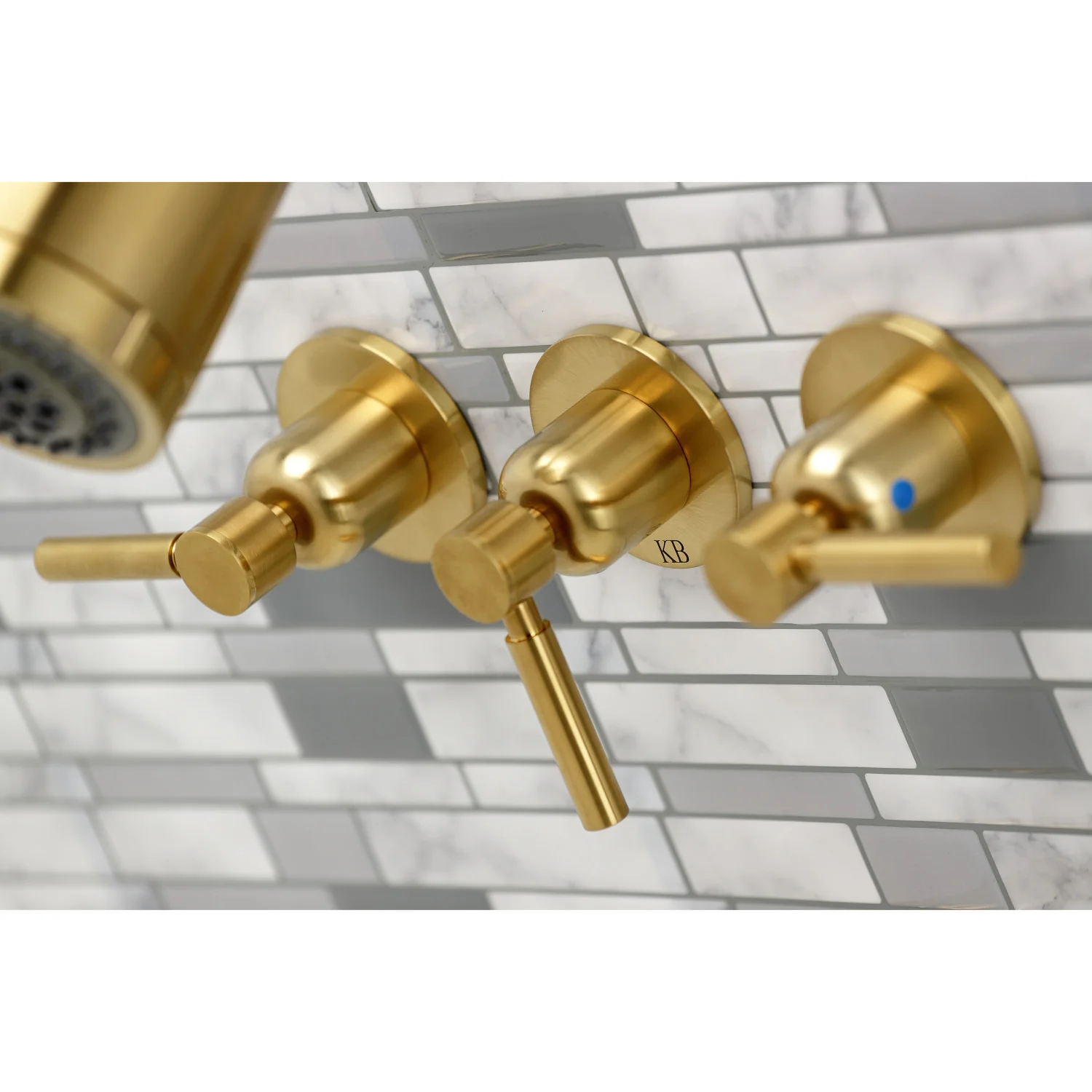 Kingston Sona KBX8137DL - Concord Triple-Handle Tub and Shower Faucet, Brushed Brass - Image 3