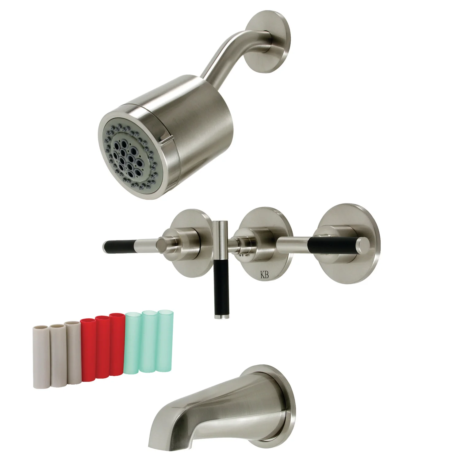 Kingston Sona KBX8138CKL - Kaiser Triple-Handle Tub and Shower Faucet, Brushed Nickel