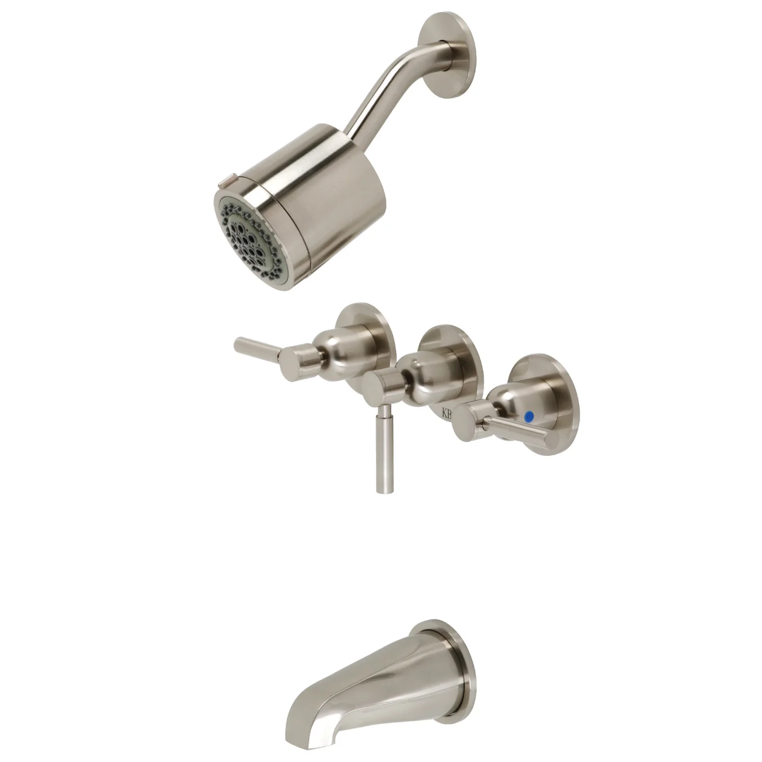 Kingston Sona KBX8138DL - Concord Triple-Handle Tub and Shower Faucet, Brushed Nickel