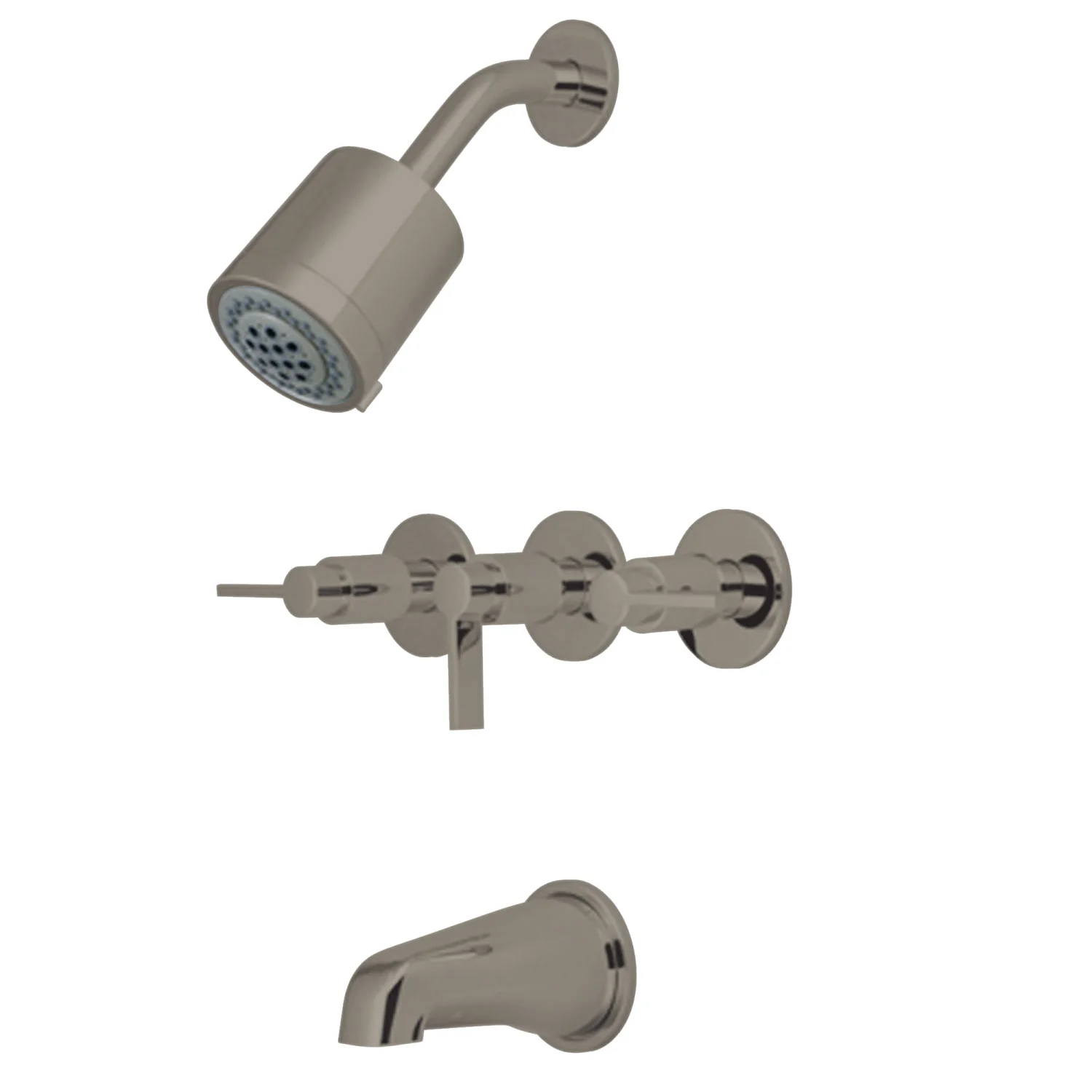 Kingston Sona KBX8138NDL - NuvoFusion Triple-Handle Tub and Shower Faucet, Brushed Nickel