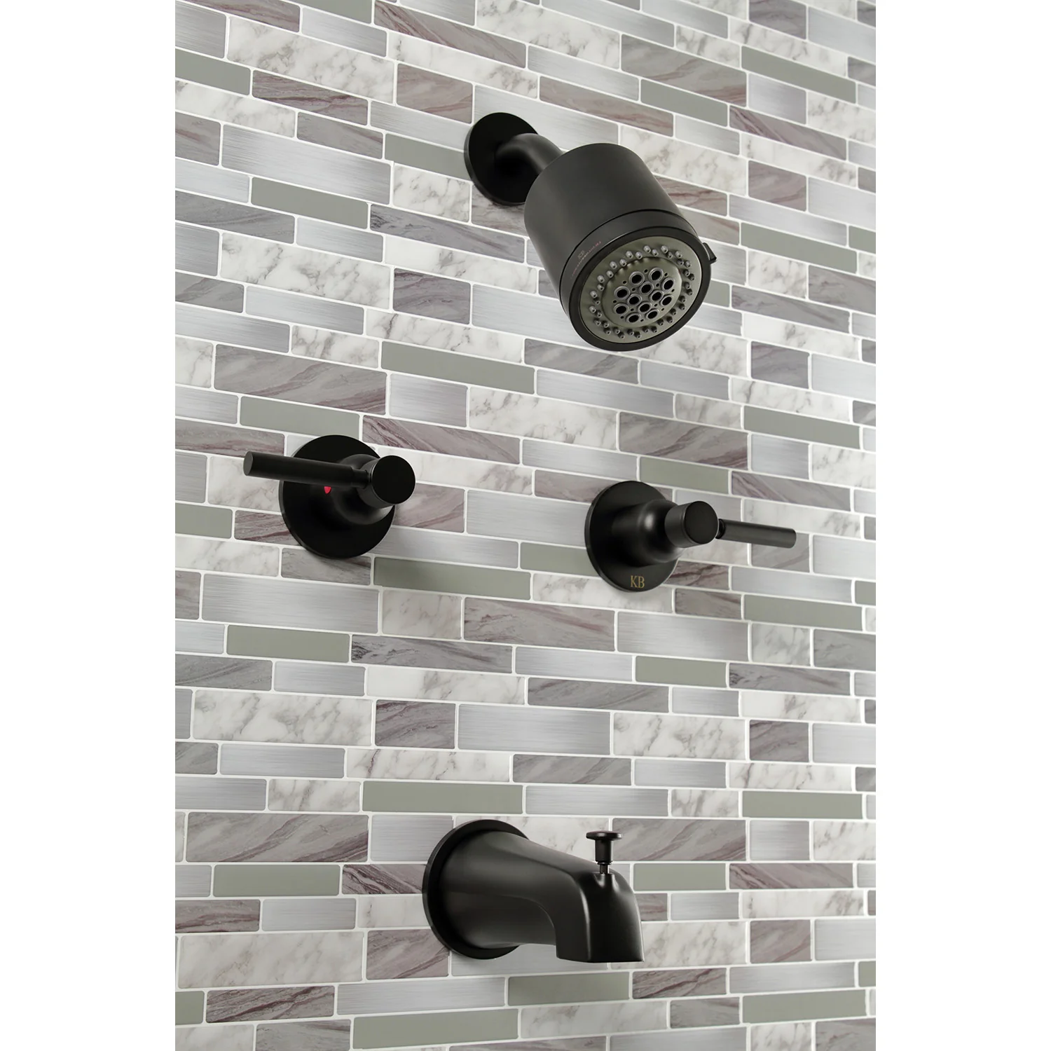 Kingston Sona KBX8140DL - Concord Double-Handle Tub and Shower Faucet, Matte Black - Image 7