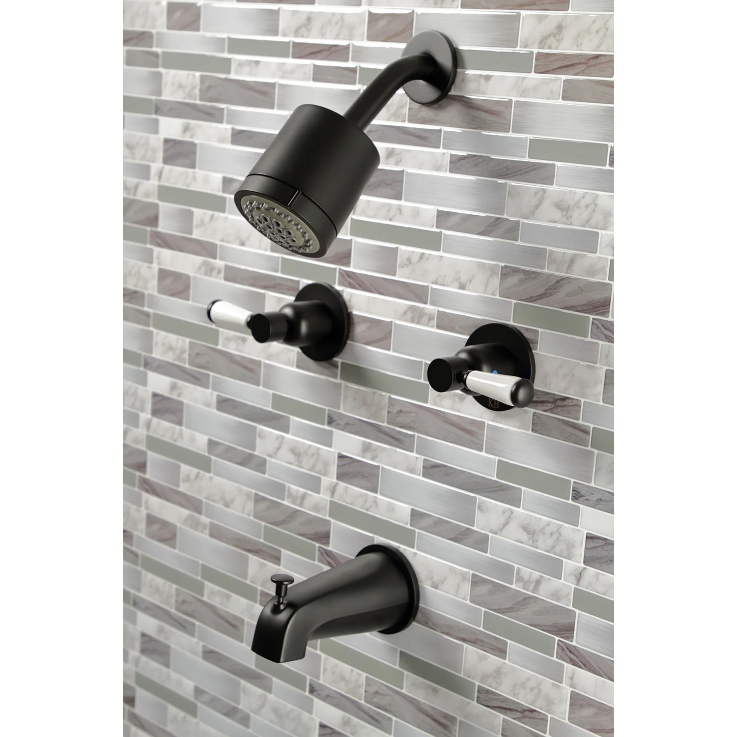 Kingston Tulare KBX8140DPL - Paris Double-Handle Tub and Shower Faucet, Matte Black - Image 8