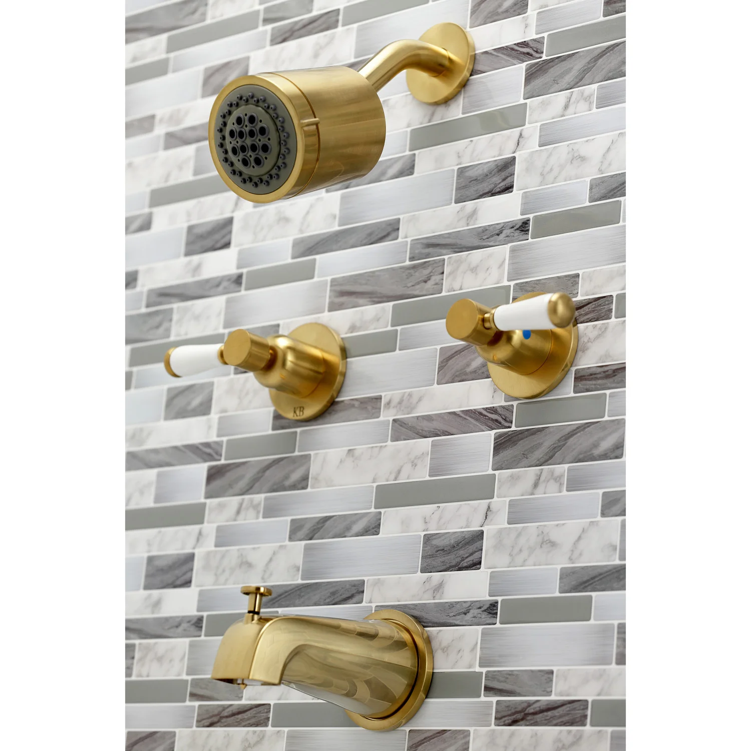 Kingston Tulare KBX8147DPL - Paris Double-Handle Tub and Shower Faucet, Brushed Brass - Image 5