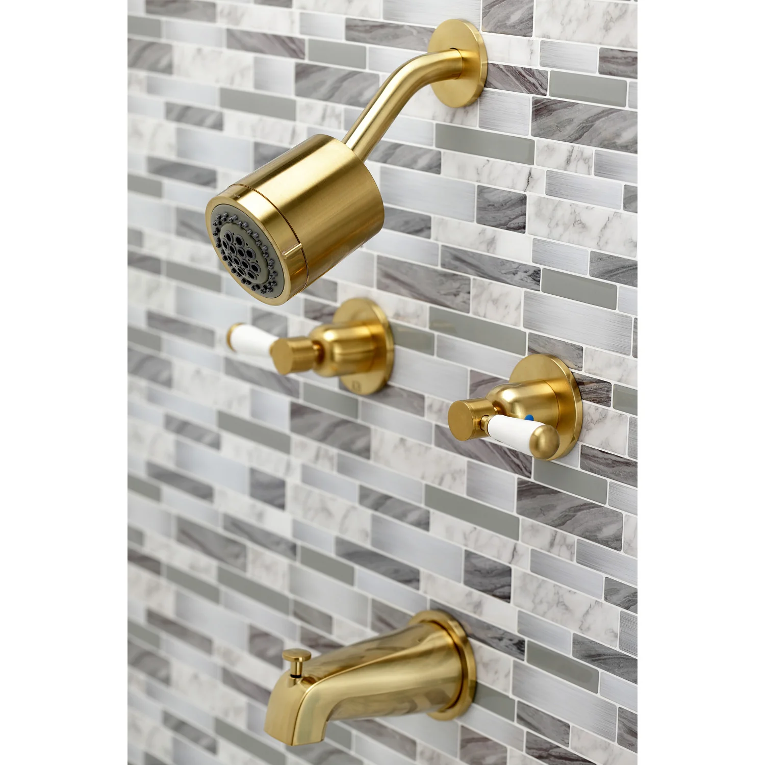 Kingston Tulare KBX8147DPL - Paris Double-Handle Tub and Shower Faucet, Brushed Brass - Image 6