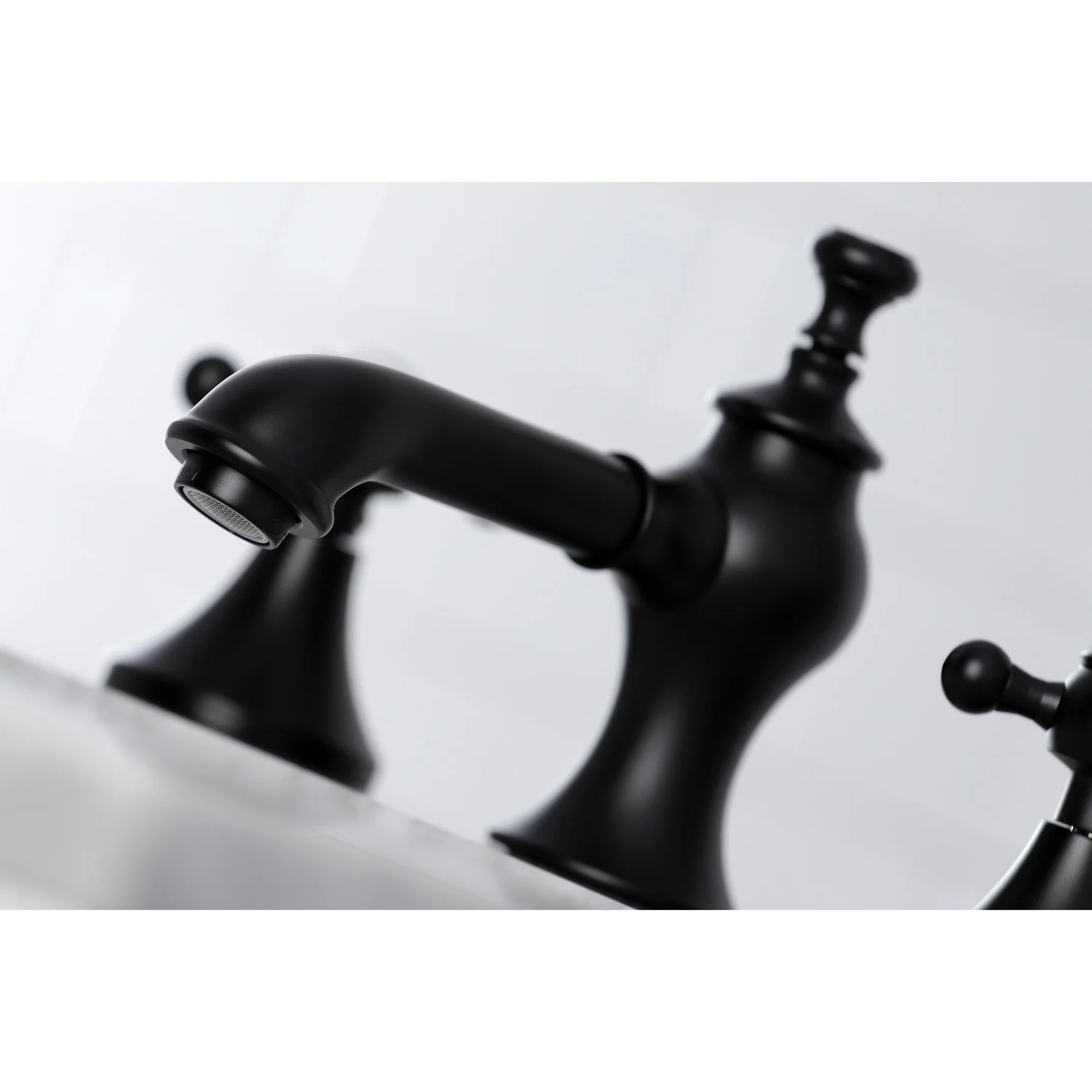 Kingston Tulare KC7060BX - English Country Two-Handle 3-Hole Deck Mount Widespread Bathroom Faucet with Brass Pop-Up, Matte Black - Image 5