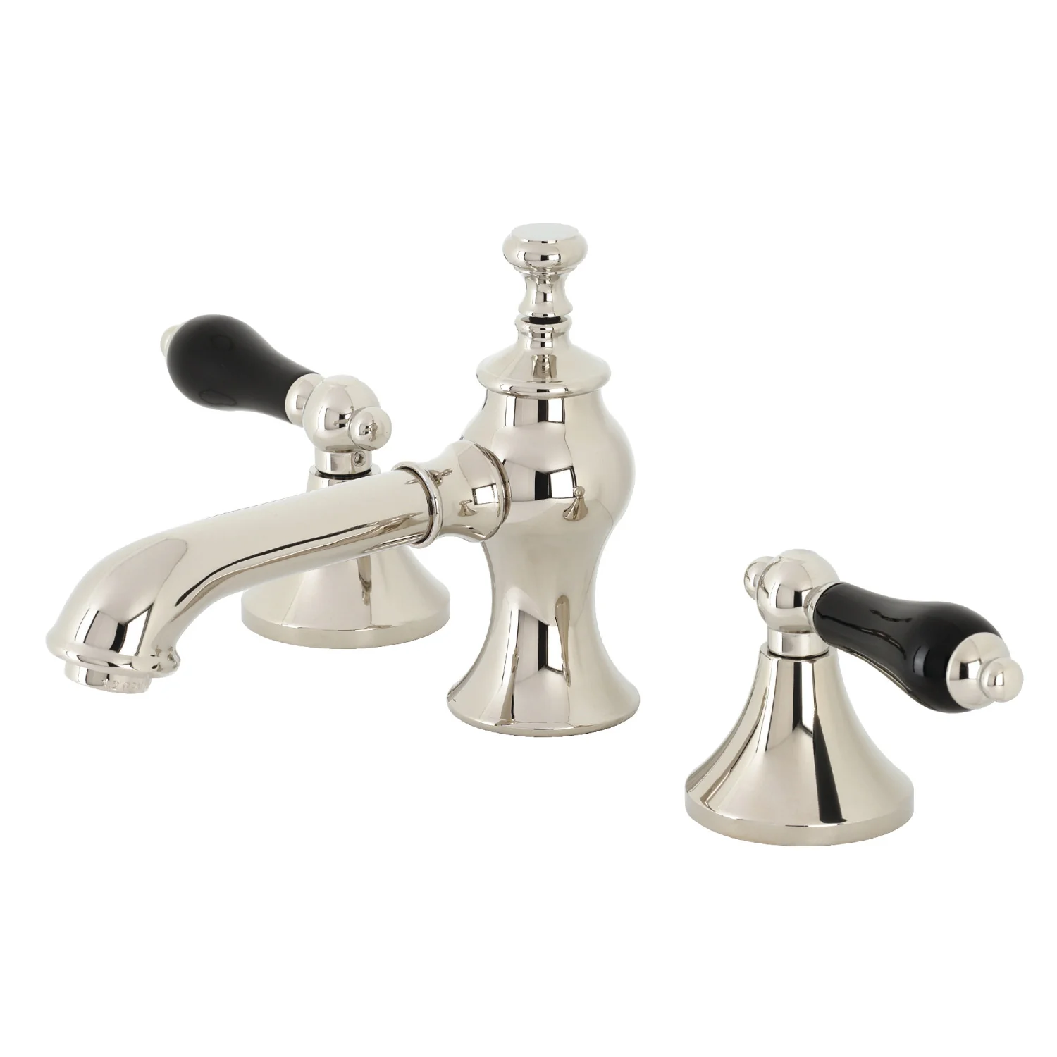 Kingston Tulare KC7066PKL - Duchess Two-Handle 3-Hole Deck Mount Widespread Bathroom Faucet with Brass Pop-Up, Polished Nickel