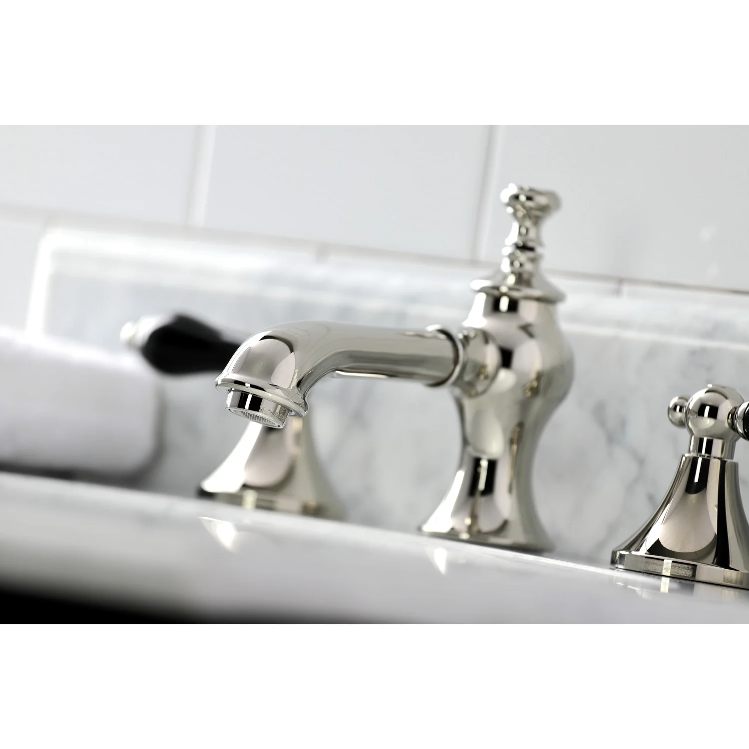 Kingston Tulare KC7066PKL - Duchess Two-Handle 3-Hole Deck Mount Widespread Bathroom Faucet with Brass Pop-Up, Polished Nickel - Image 4