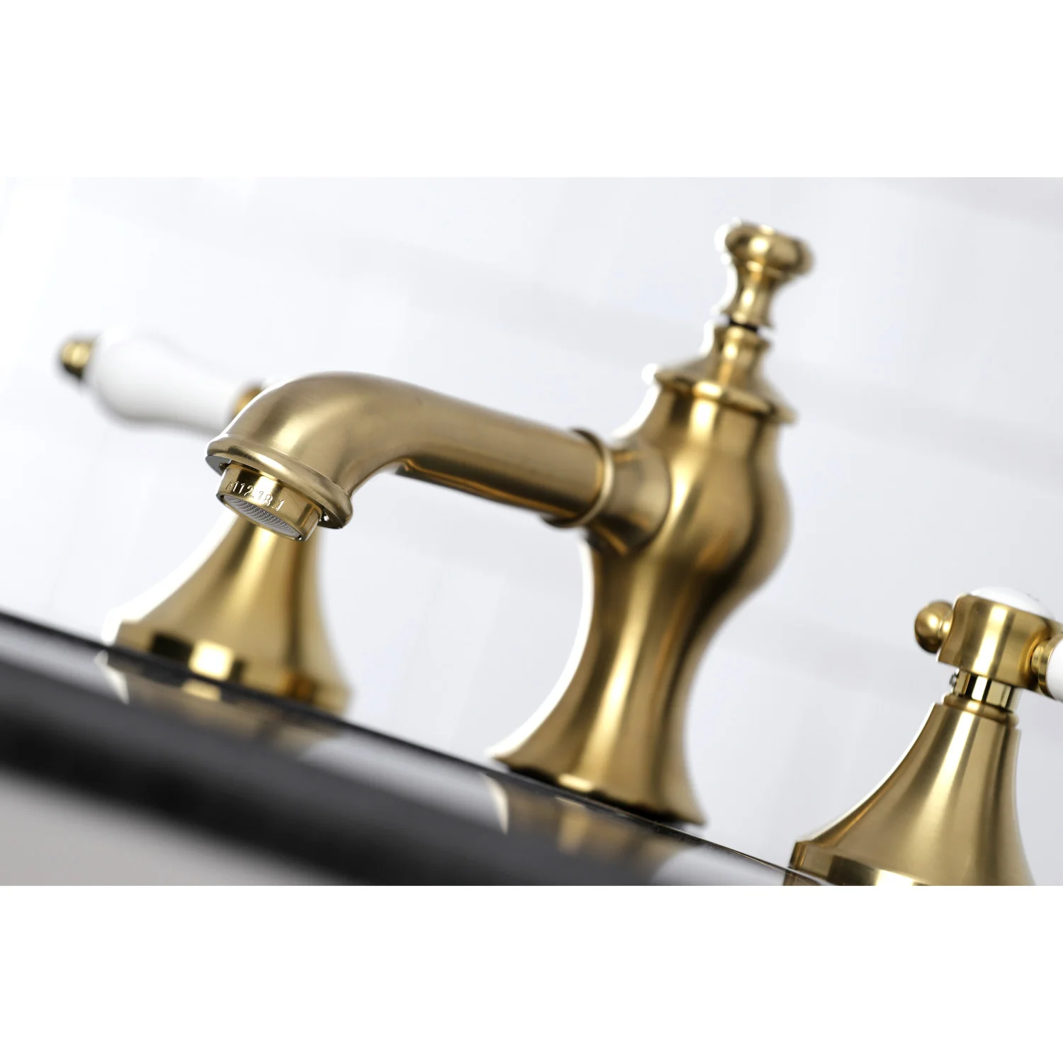 Kingston Tulare KC7067BPL - Bel-Air Two-Handle 3-Hole Deck Mount Widespread Bathroom Faucet with Brass Pop-Up, Brushed Brass - Image 5