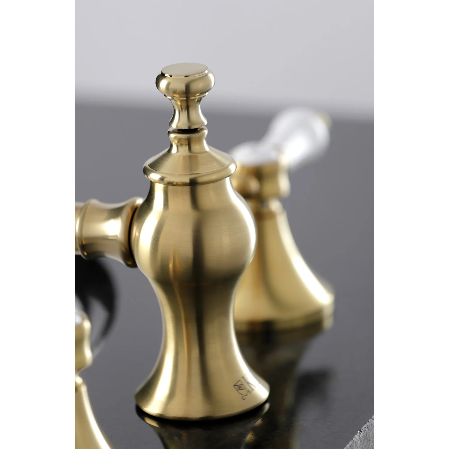 Kingston Tulare KC7067BPL - Bel-Air Two-Handle 3-Hole Deck Mount Widespread Bathroom Faucet with Brass Pop-Up, Brushed Brass - Image 6