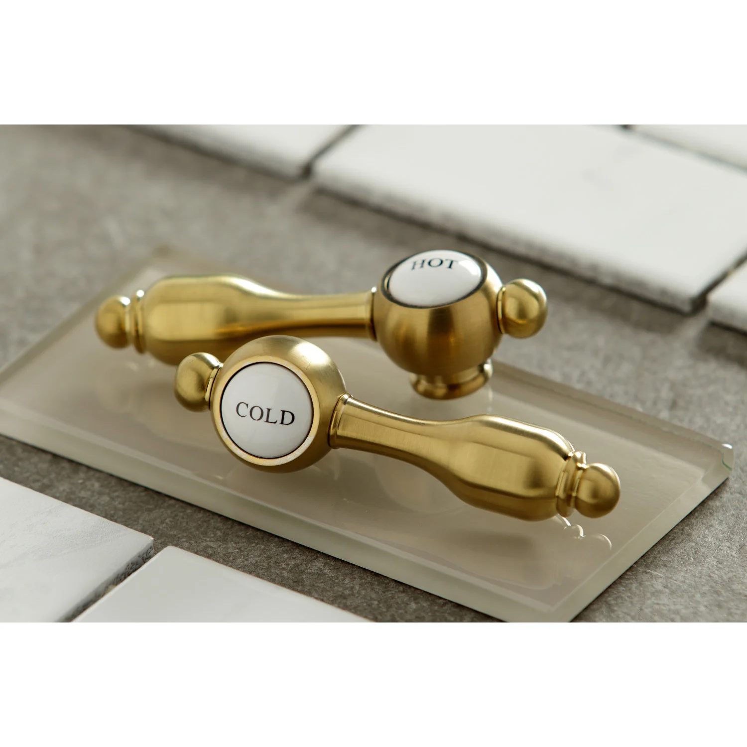 Kingston Tulare KC7067TAL - Tudor Two-Handle 3-Hole Deck Mount Widespread Bathroom Faucet with Brass Pop-Up, Brushed Brass - Image 8