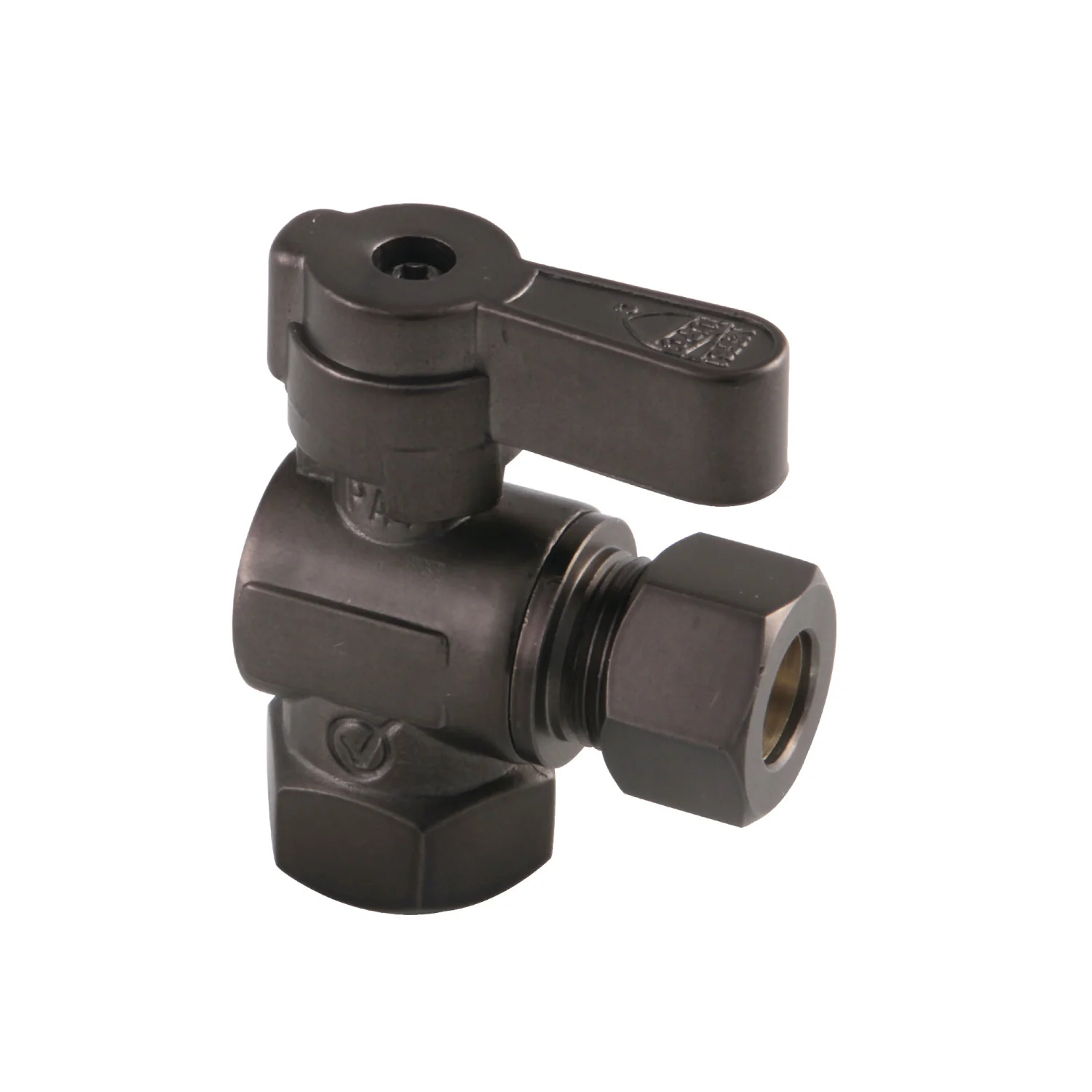 Kingston Baseline KF5330ORB 5/8-Inch O.D. Comp x 3/8-Inch O.D. Comp Quarter-Turn Angle Shut-Off Valve, Oil Rubbed Bronze