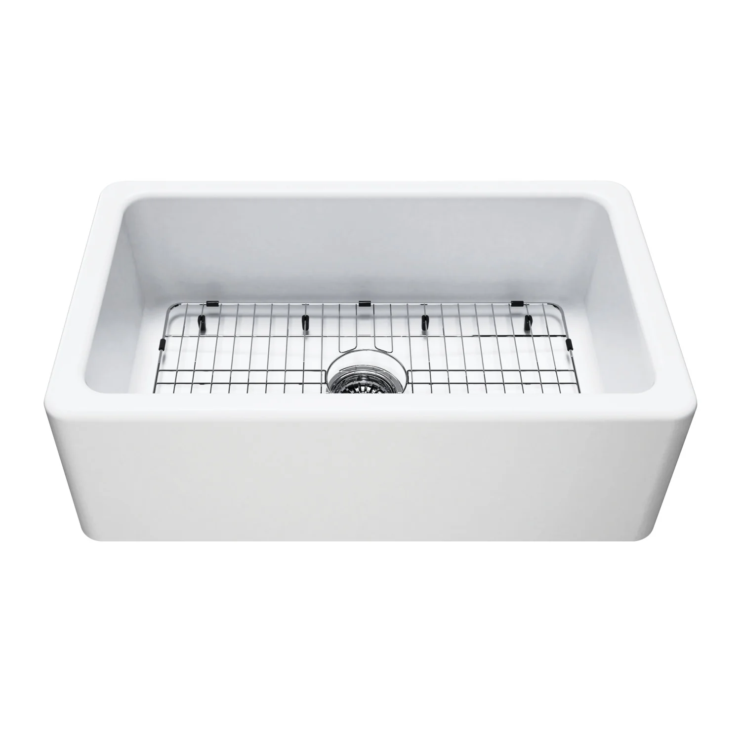 Kingston Heirloom KGPF311910EBC - Kaolin 30-Inch Fireclay Single Bowl Farmhouse Kitchen Sink with Bottom Grid and Strainer, Matte White