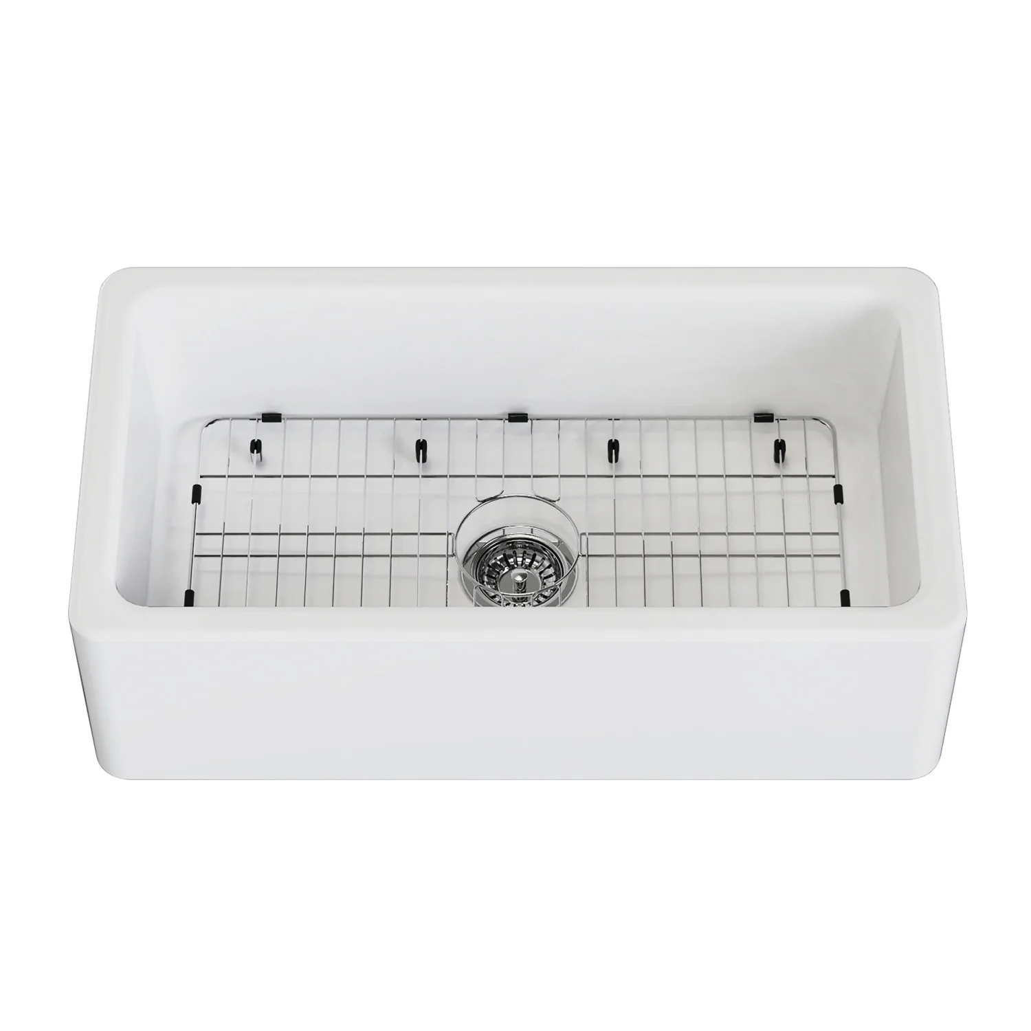 Kingston Heirloom KGPF331810EBC - Kaolin 33-Inch Fireclay Single Bowl Farmhouse Kitchen Sink with Bottom Grid and Strainer, Matte White
