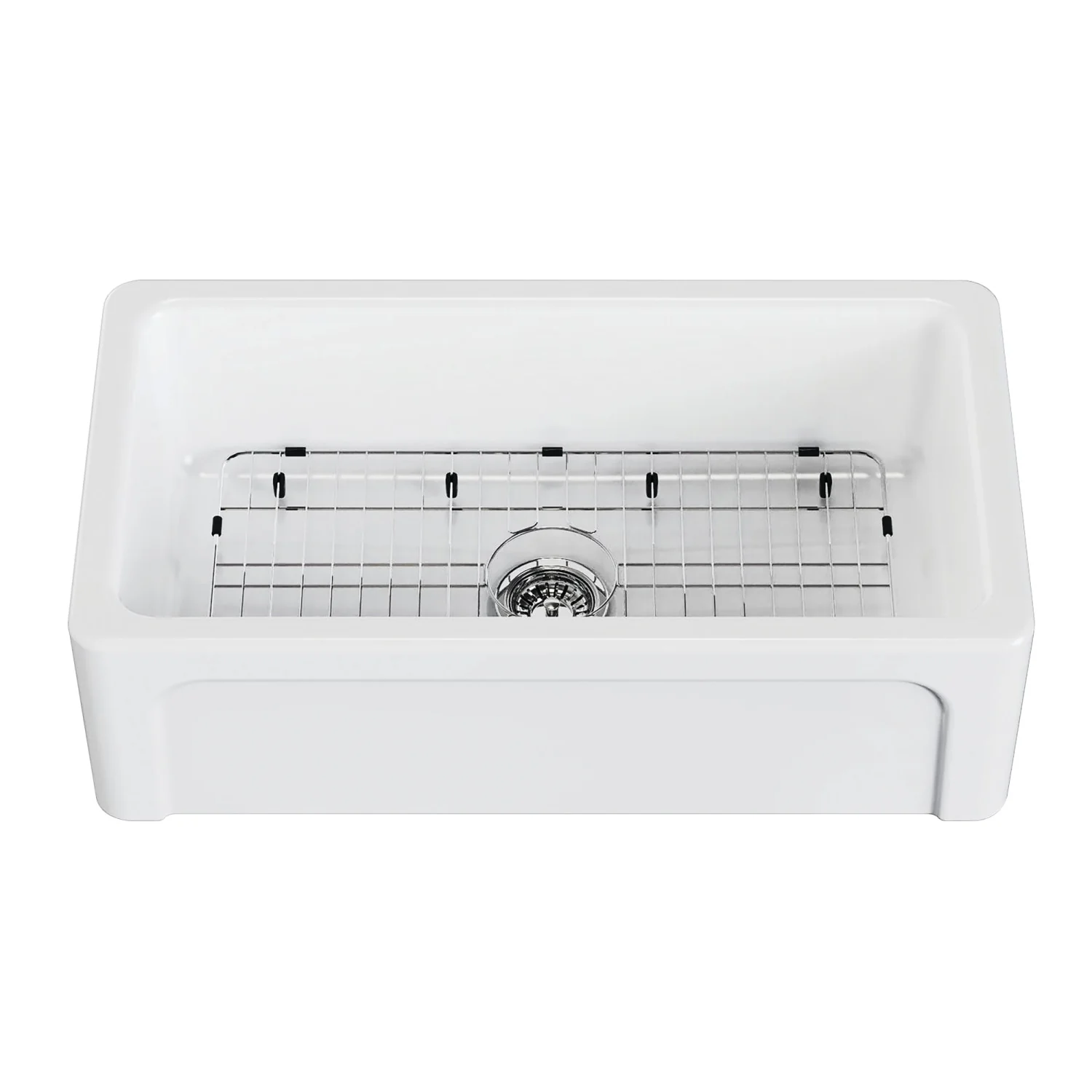 Kingston Heirloom KGPF331810YHC - Kaolin 33-Inch Fireclay Single Bowl Farmhouse Kitchen Sink with Bottom Grid and Strainer, Glossy White