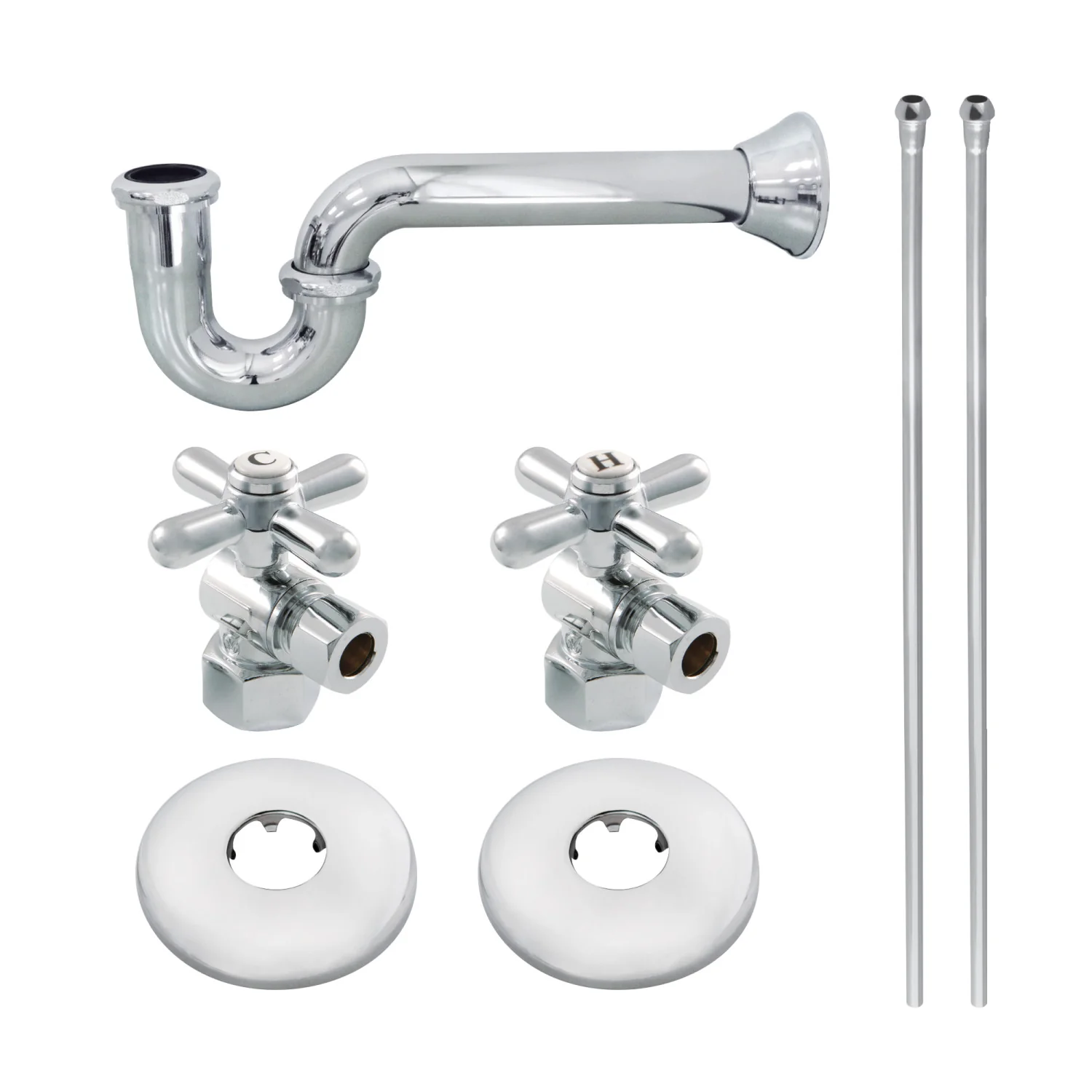 Kingston Heirloom KPK201 - Gourmet Scape Traditional Plumbing Sink Trim Kit with P-Trap, Polished Chrome