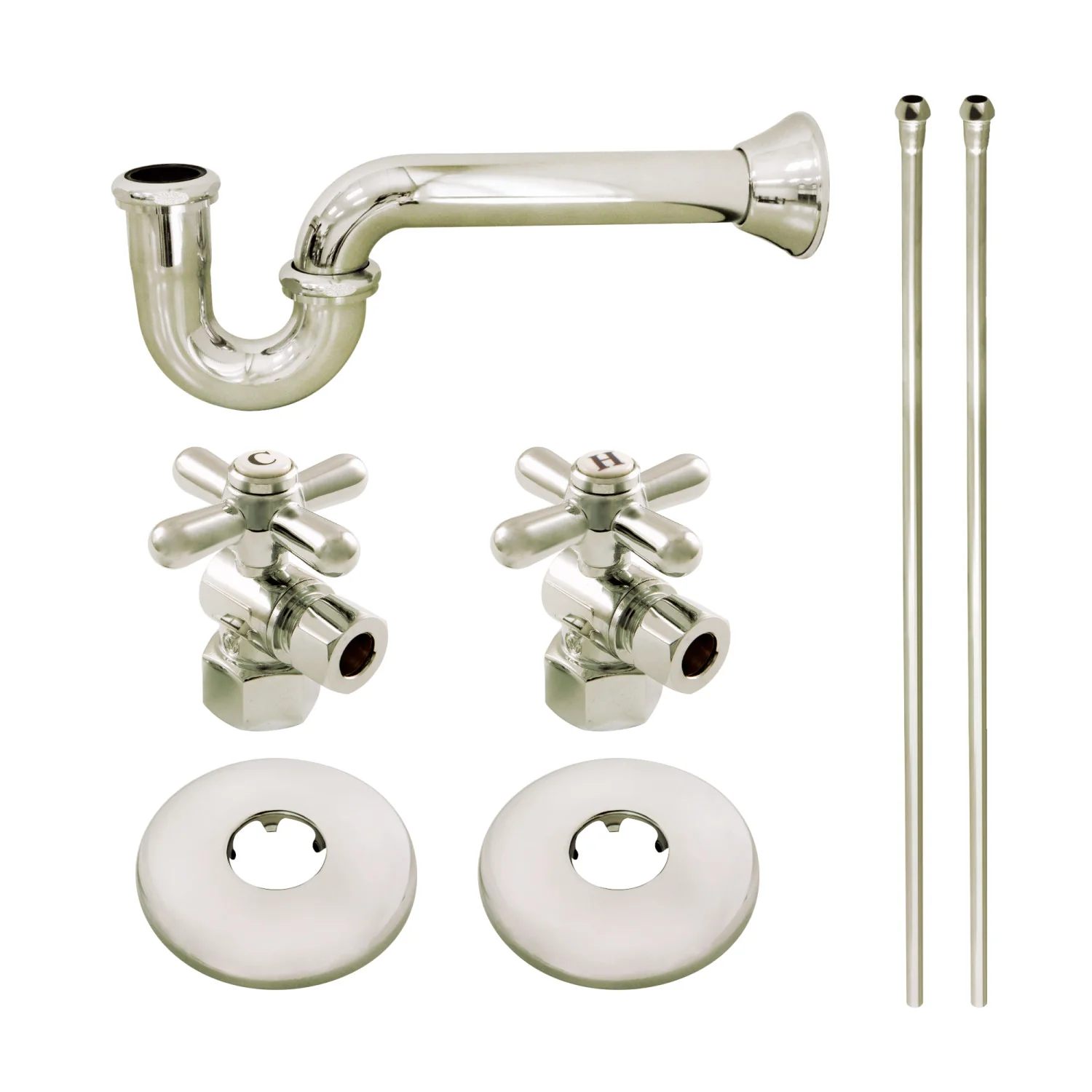 Kingston Heirloom KPK206 - Gourmet Scape Traditional Plumbing Sink Trim Kit with P-Trap, Polished Nickel