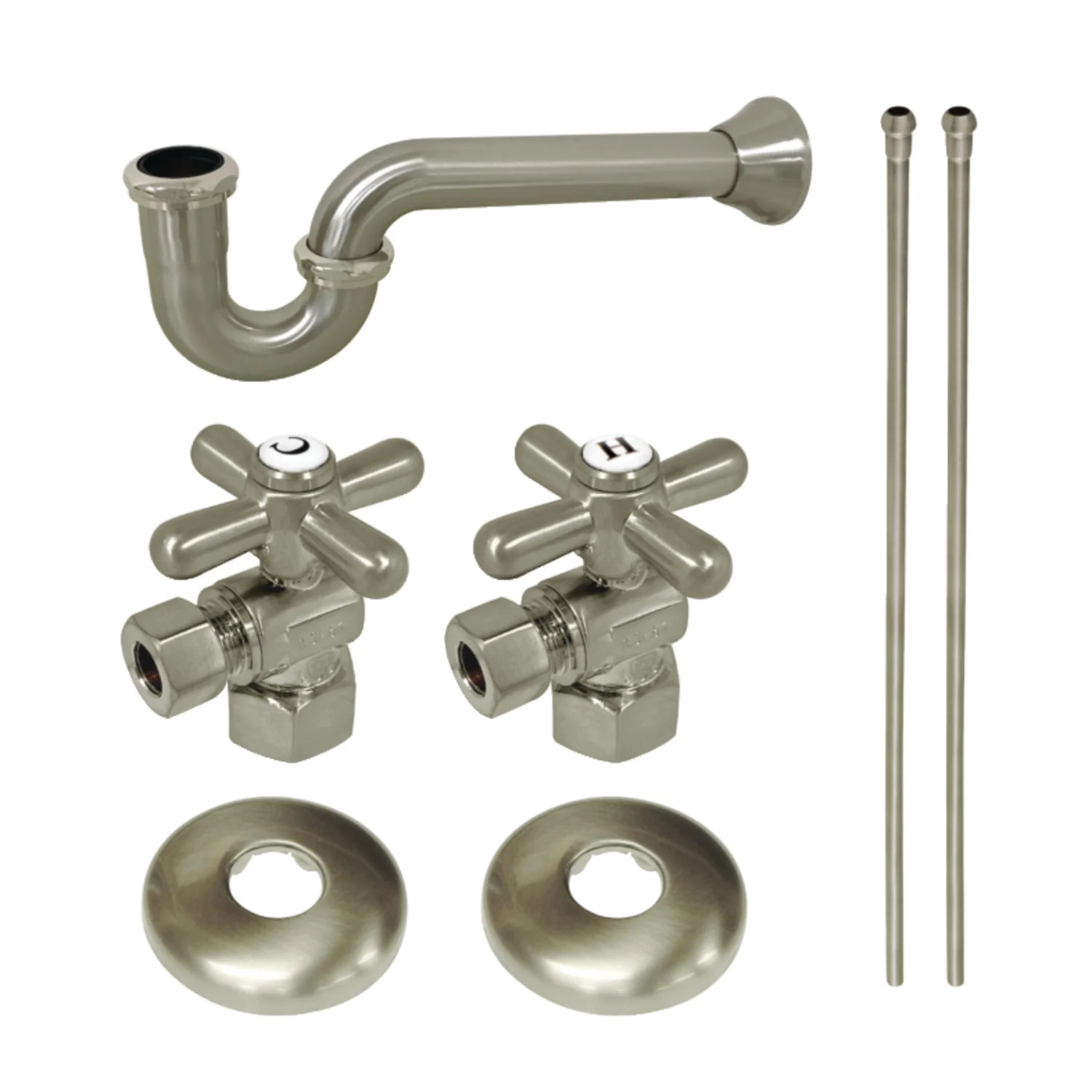 Kingston Heirloom KPK208 - Gourmet Scape Traditional Plumbing Sink Trim Kit with P-Trap, Brushed Nickel