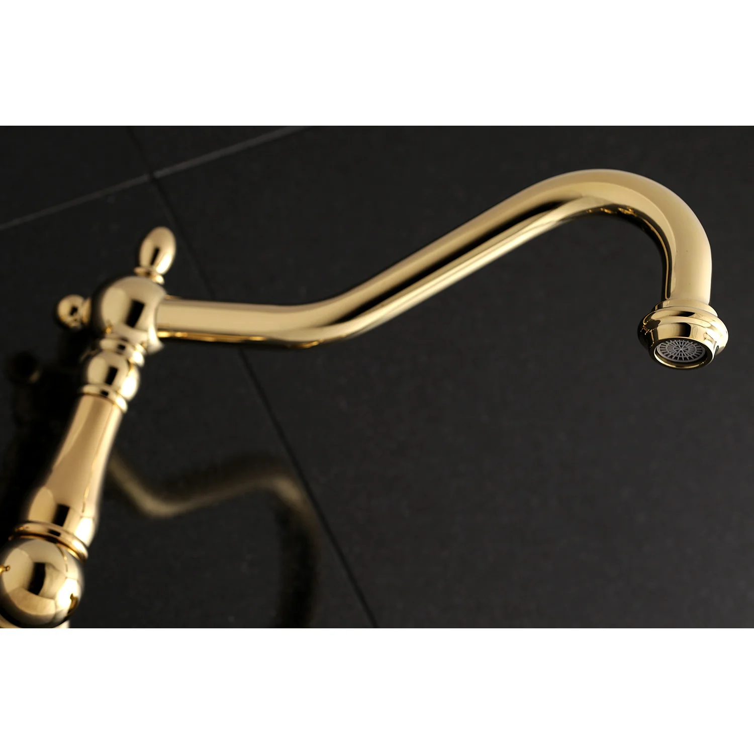 Kingston Heirloom KS1022AX - Heritage Two-Handle 3-Hole Wall Mount Tub Faucet, Polished Brass - Image 4