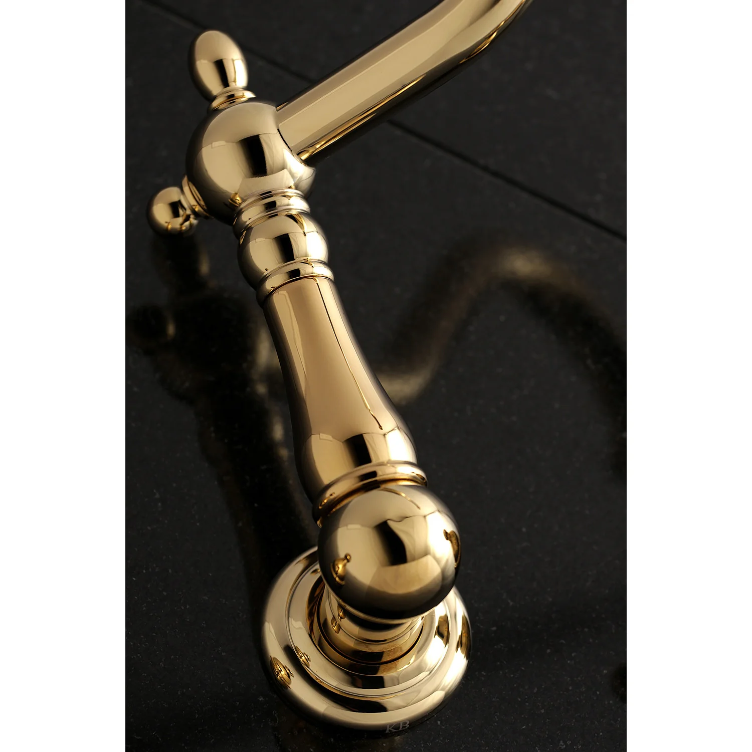 Kingston Heirloom KS1022PL - Heritage Two-Handle 3-Hole Wall Mount Tub Faucet, Polished Brass - Image 3