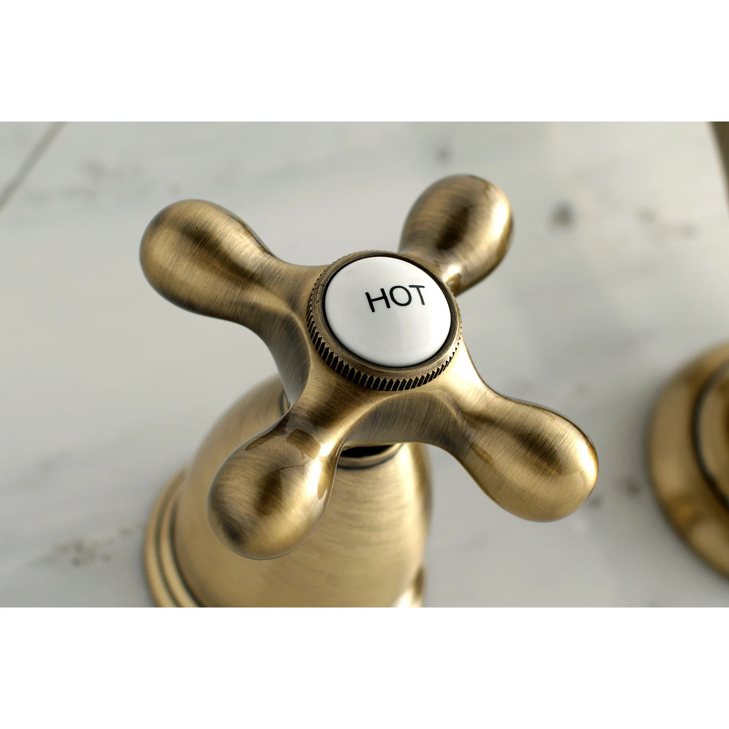 Kingston Heirloom KS1023AX - Heritage Two-Handle 3-Hole Wall Mount Tub Faucet, Antique Brass - Image 2