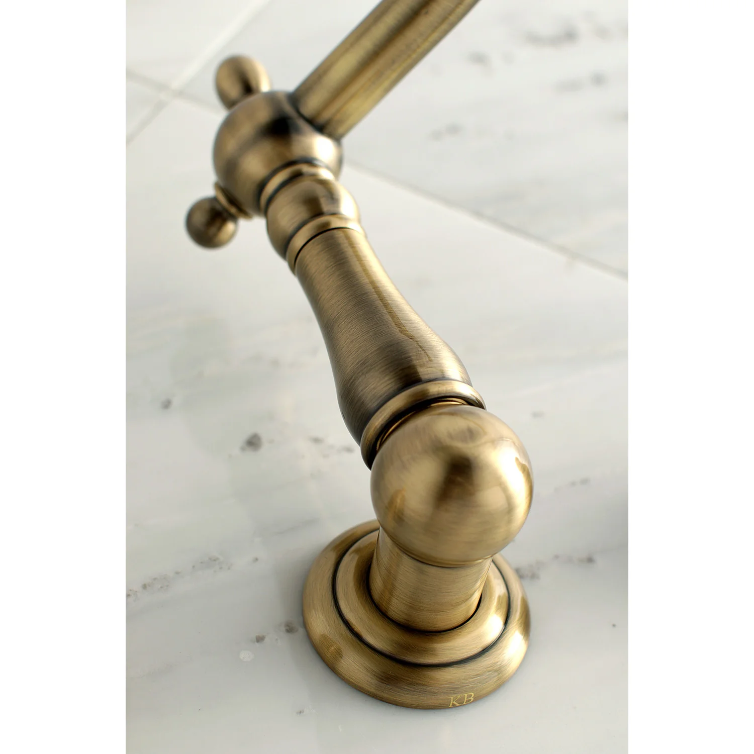 Kingston Heirloom KS1023AX - Heritage Two-Handle 3-Hole Wall Mount Tub Faucet, Antique Brass - Image 3