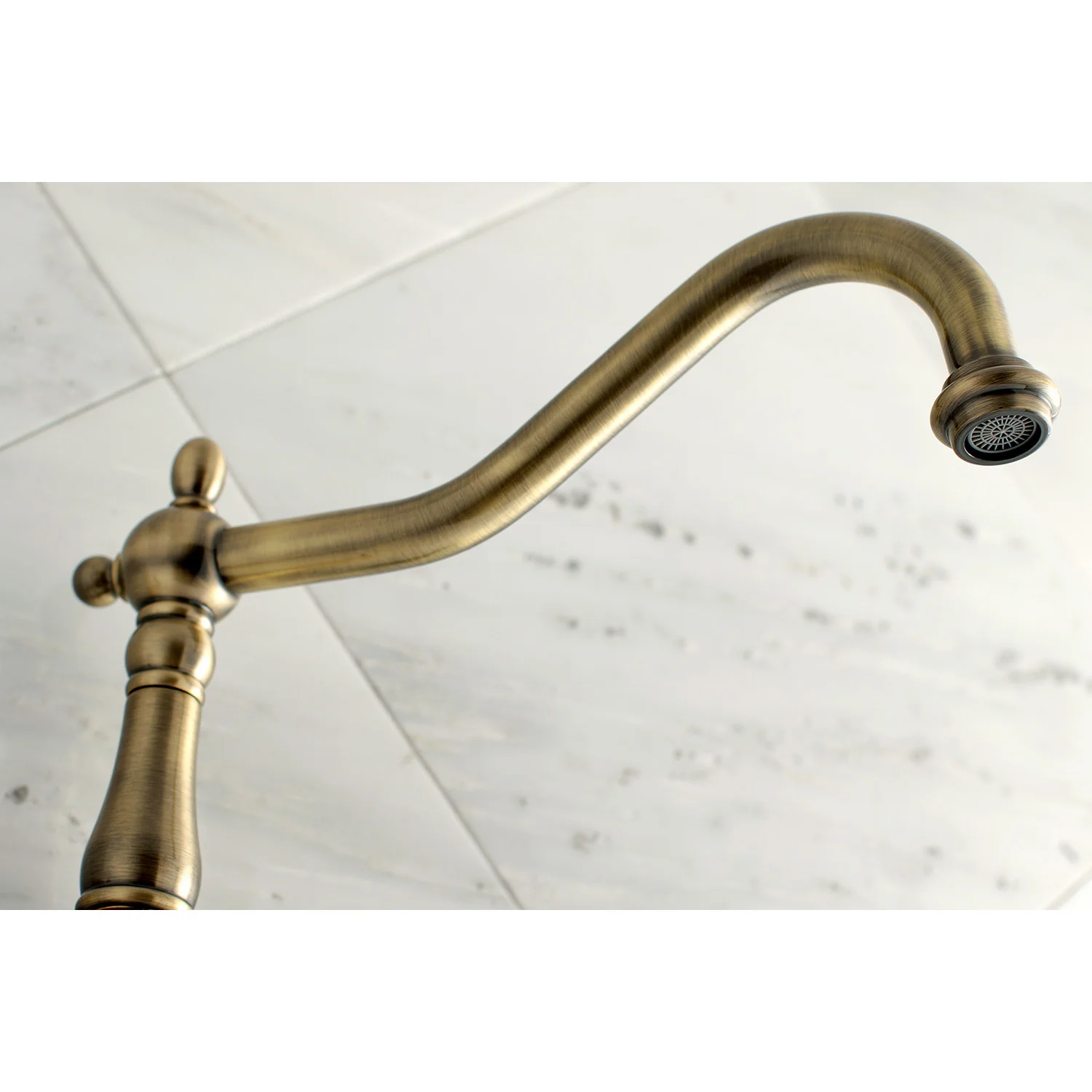 Kingston Heirloom KS1023AX - Heritage Two-Handle 3-Hole Wall Mount Tub Faucet, Antique Brass - Image 4