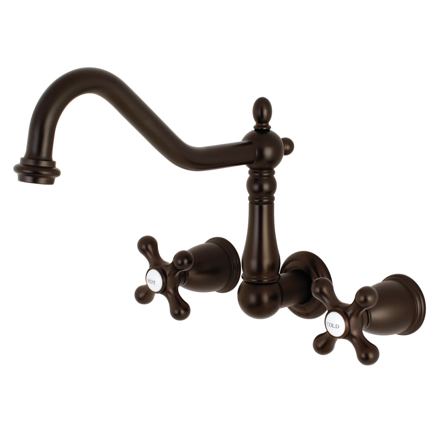 Kingston Heirloom KS1025AX - Heritage Two-Handle 3-Hole Wall Mount Tub Faucet, Oil Rubbed Bronze