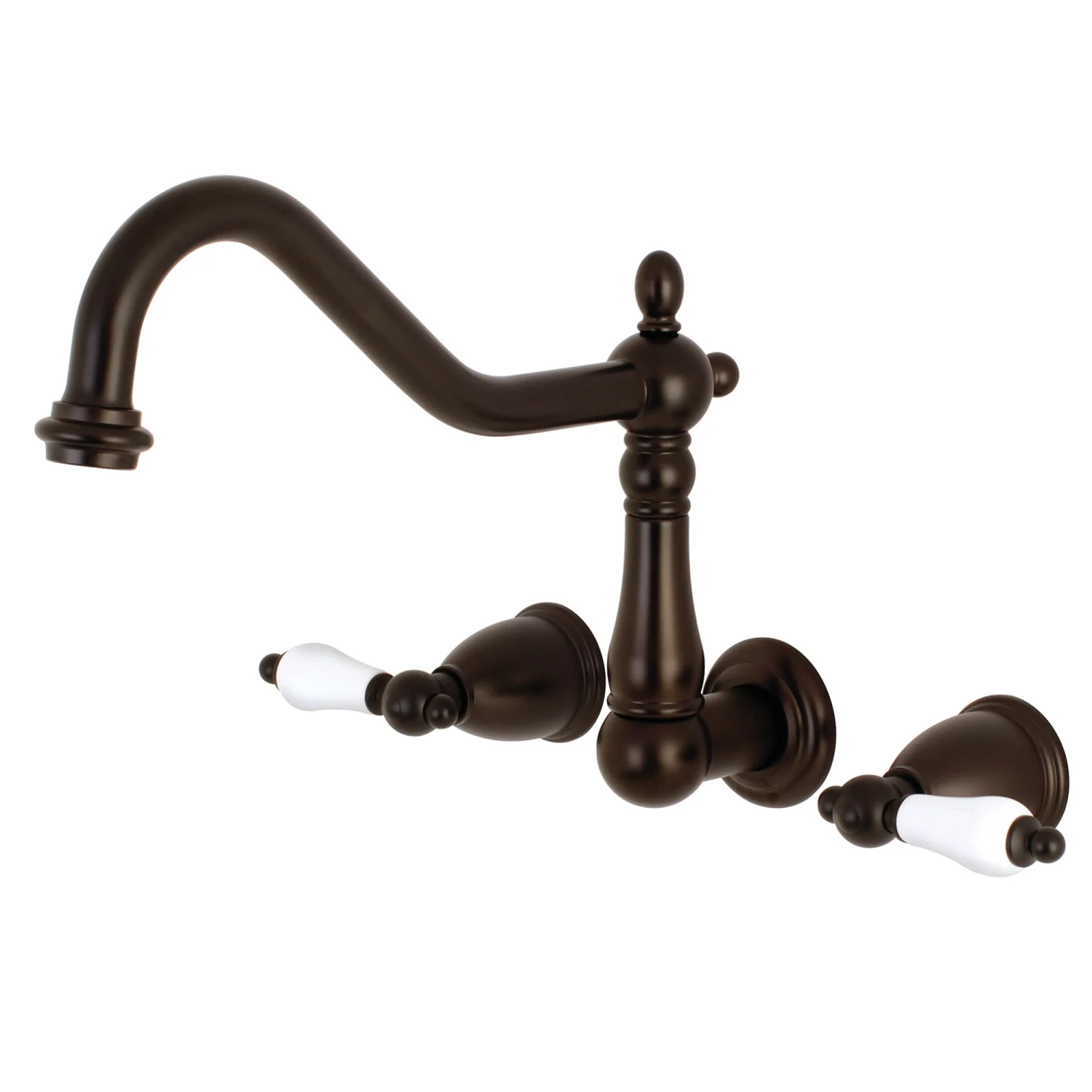 Kingston Heirloom KS1025PL - Heritage Two-Handle 3-Hole Wall Mount Tub Faucet, Oil Rubbed Bronze