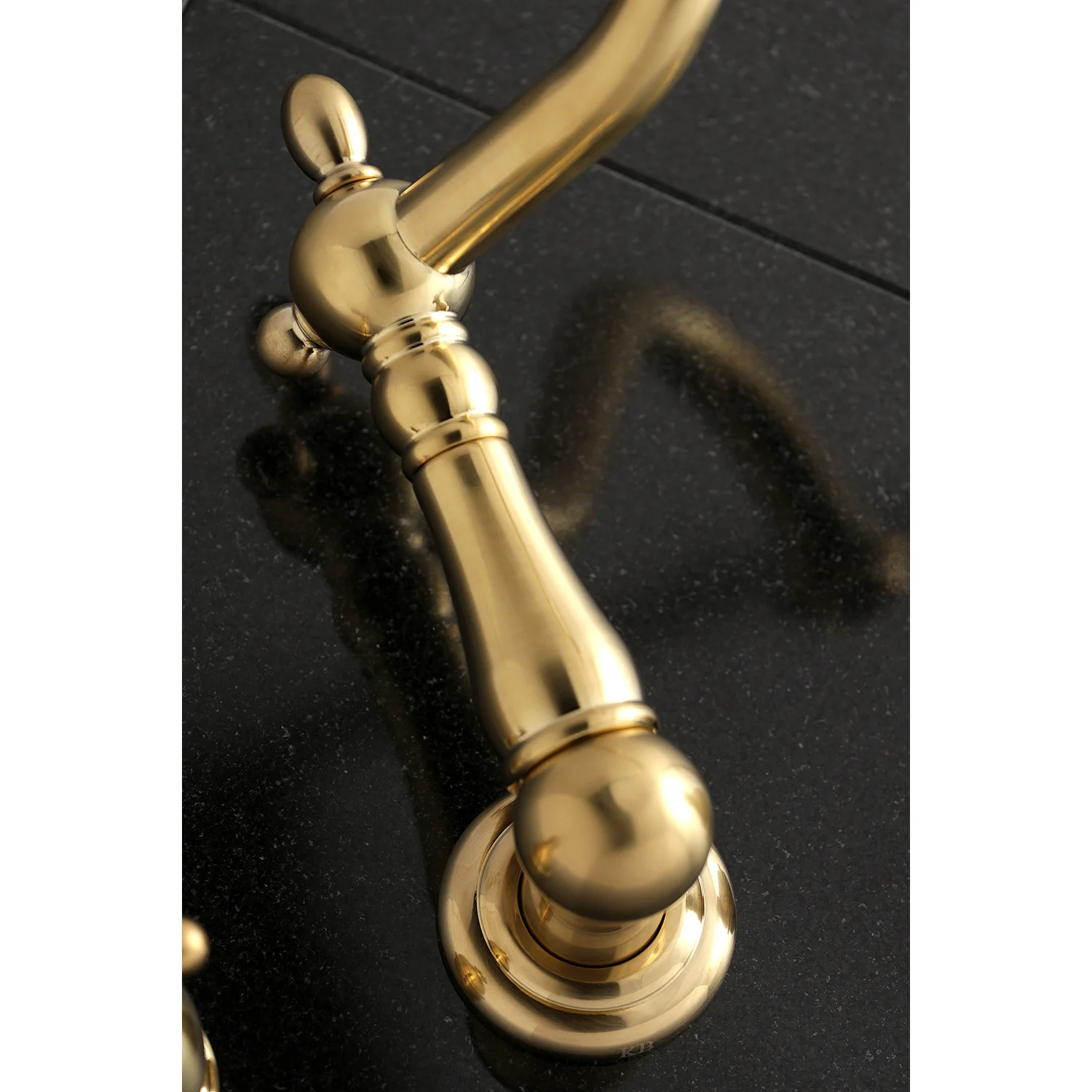 Kingston Heirloom KS1027AX - Heritage Two-Handle 3-Hole Wall Mount Tub Faucet, Brushed Brass - Image 3