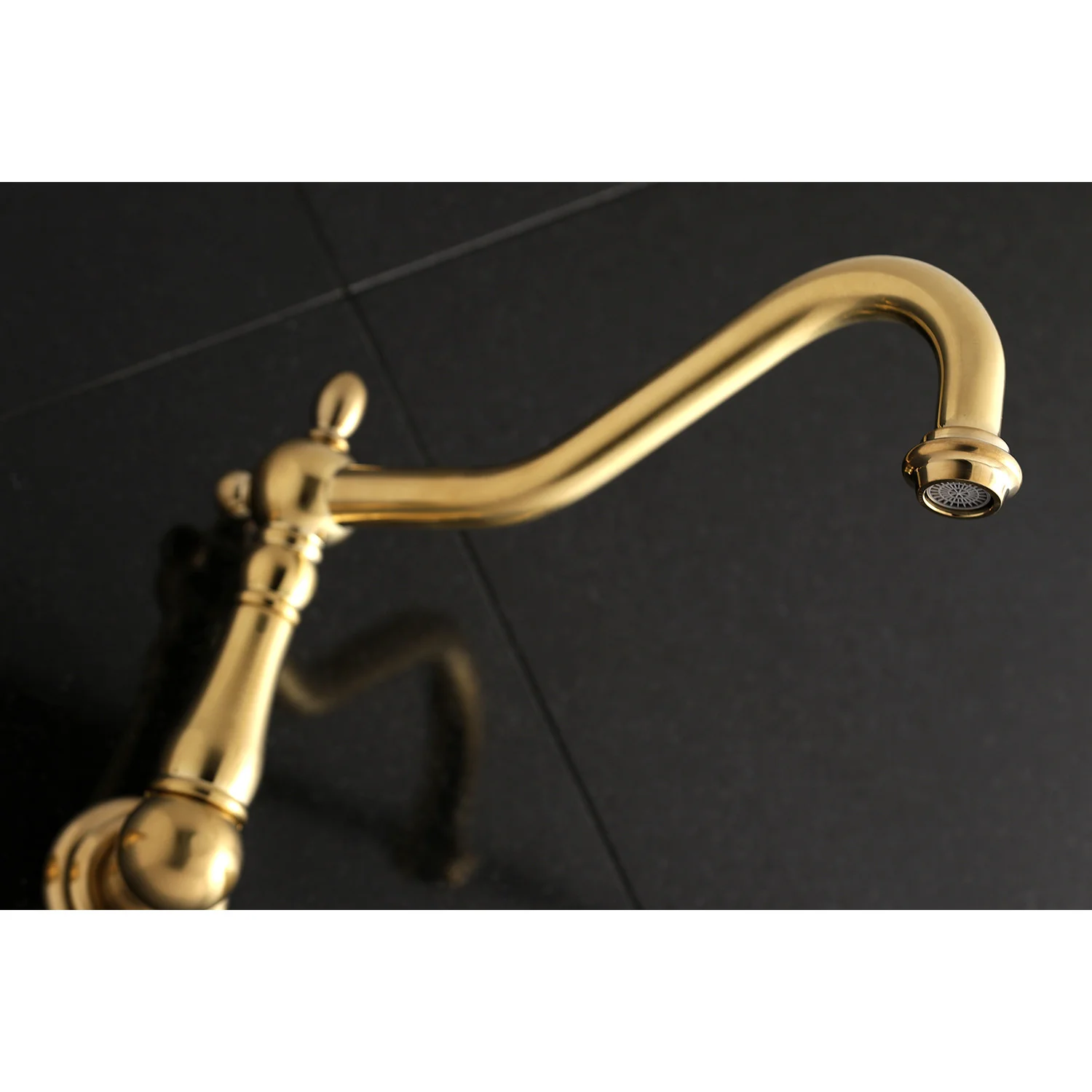 Kingston Heirloom KS1027AX - Heritage Two-Handle 3-Hole Wall Mount Tub Faucet, Brushed Brass - Image 4