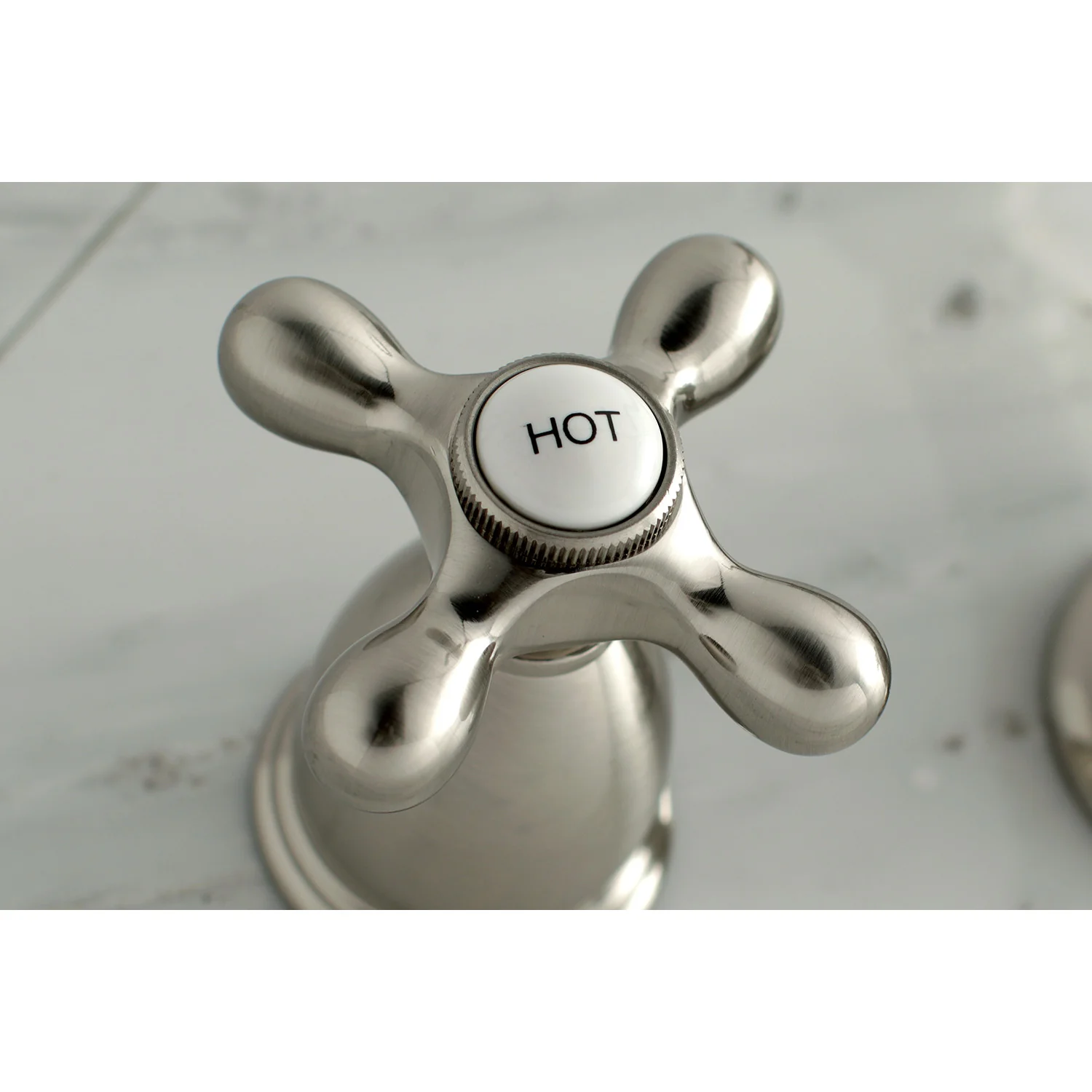 Kingston Heirloom KS1028AX - Heritage Two-Handle 3-Hole Wall Mount Tub Faucet, Brushed Nickel - Image 2