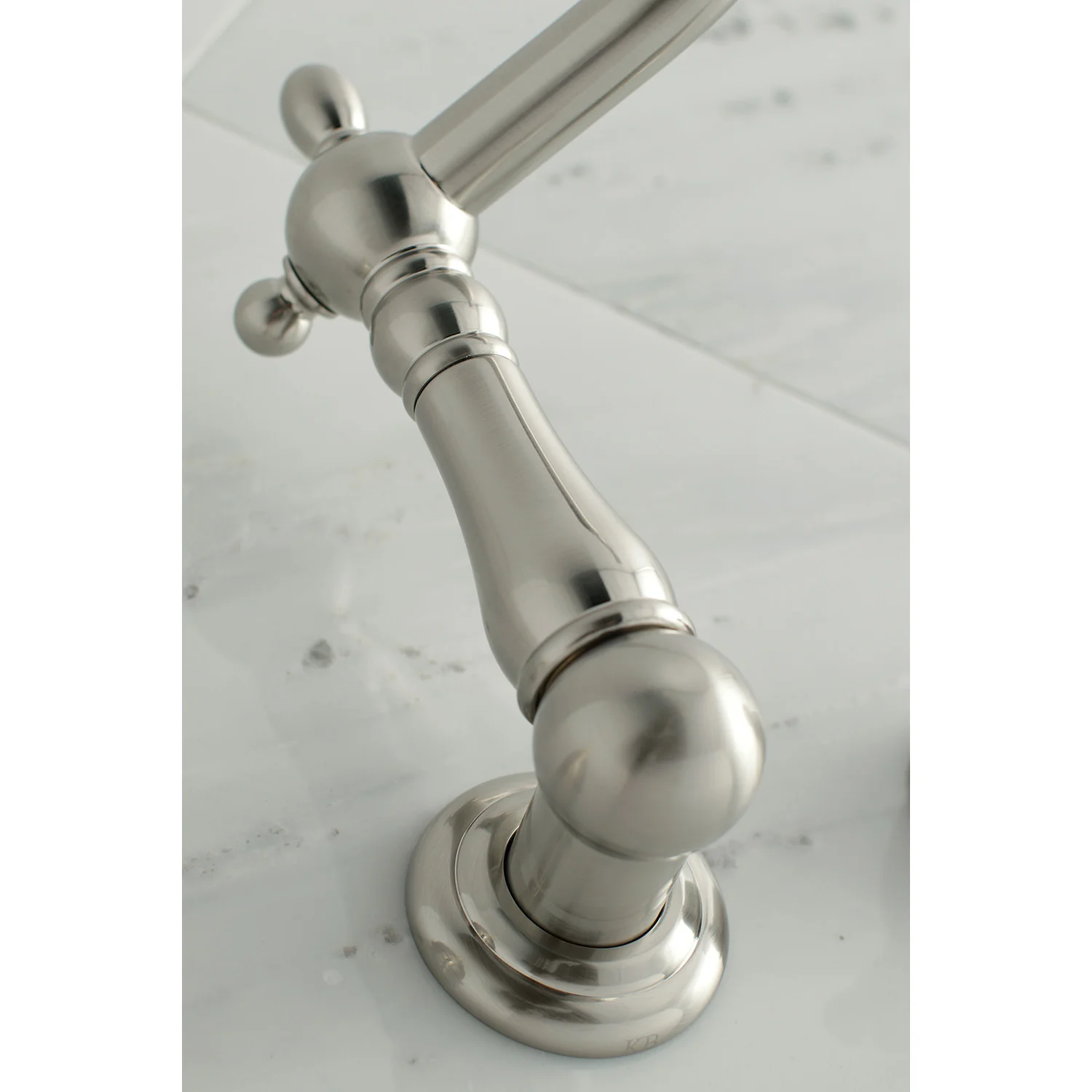 Kingston Heirloom KS1028AX - Heritage Two-Handle 3-Hole Wall Mount Tub Faucet, Brushed Nickel - Image 3