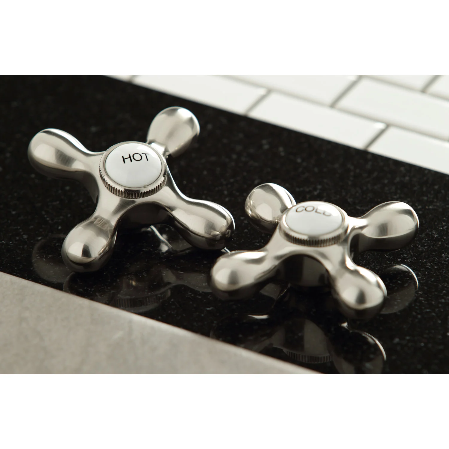 Kingston Heirloom KS1028AX - Heritage Two-Handle 3-Hole Wall Mount Tub Faucet, Brushed Nickel - Image 8