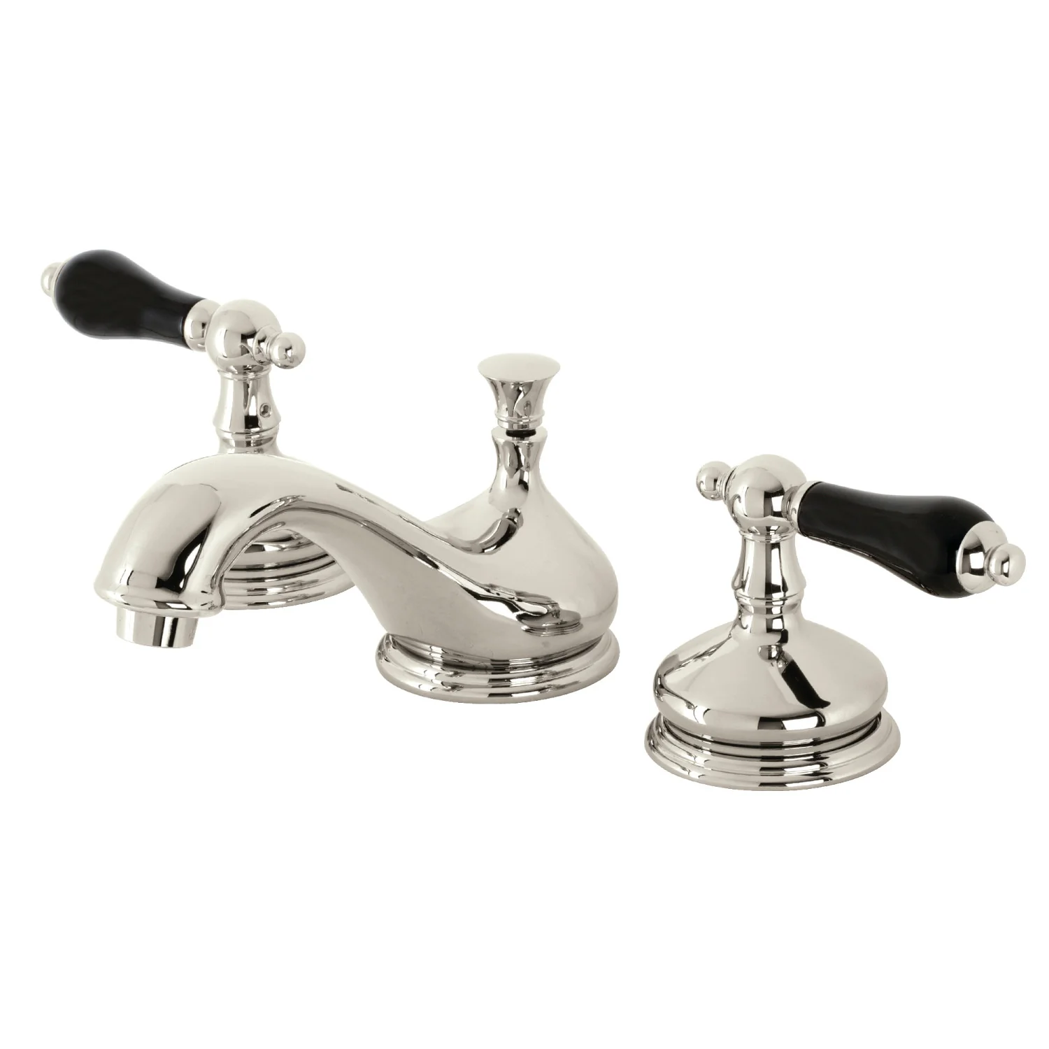 Kingston Heirloom KS1166PKL - Duchess Two-Handle 3-Hole Deck Mount Widespread Bathroom Faucet with Brass Pop-Up, Polished Nickel