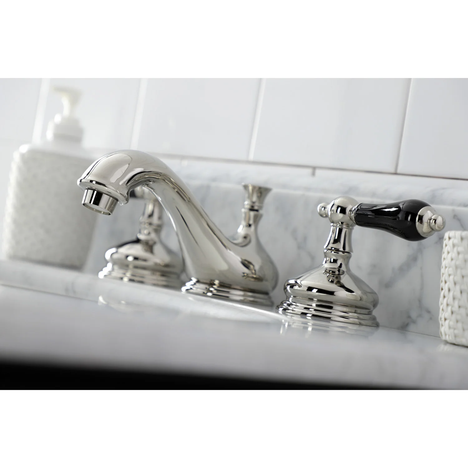 Kingston Heirloom KS1166PKL - Duchess Two-Handle 3-Hole Deck Mount Widespread Bathroom Faucet with Brass Pop-Up, Polished Nickel - Image 3
