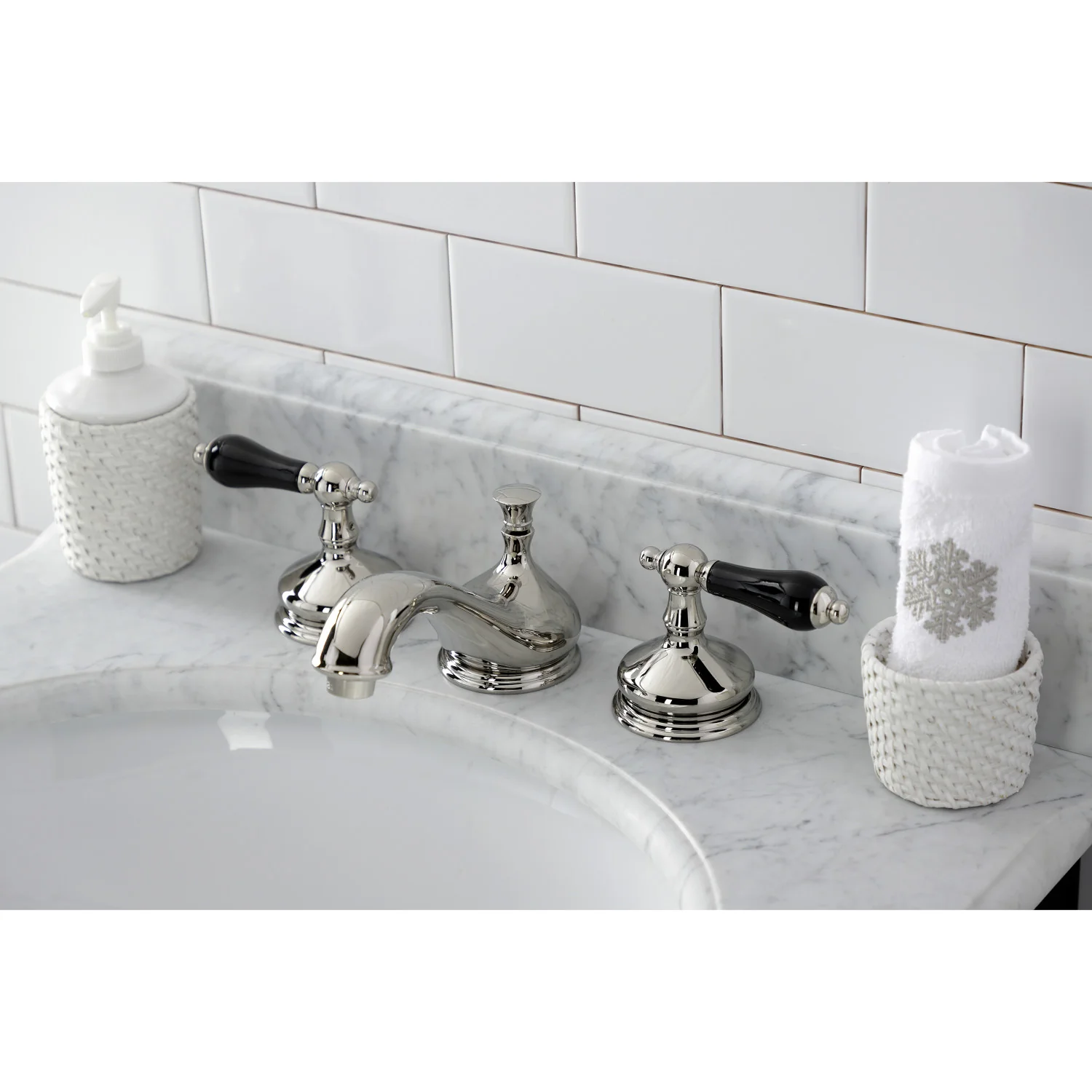 Kingston Heirloom KS1166PKL - Duchess Two-Handle 3-Hole Deck Mount Widespread Bathroom Faucet with Brass Pop-Up, Polished Nickel - Image 5