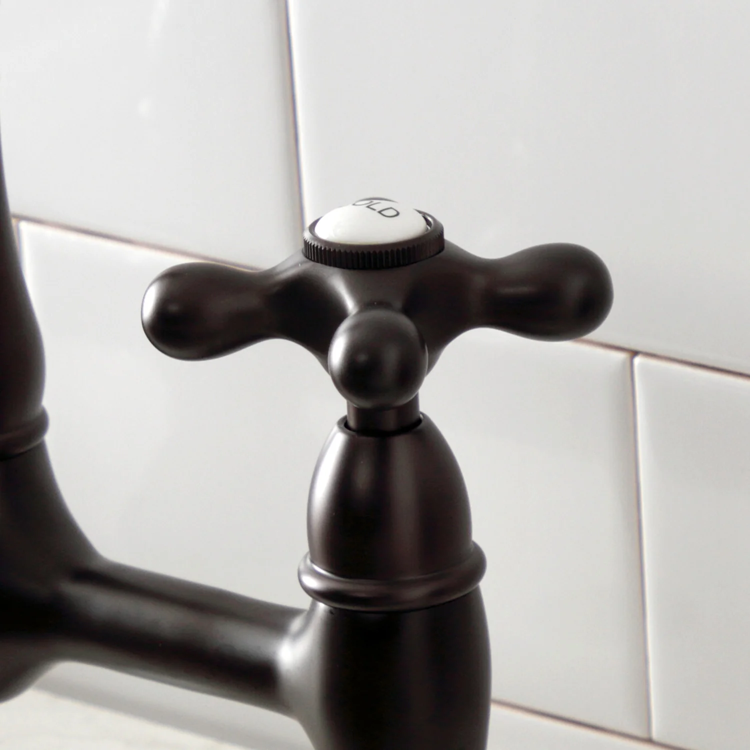 Kingston Heirloom KS1175AX - Heritage Two-Handle 2-Hole Deck Mount Bridge Kitchen Faucet, Oil Rubbed Bronze - Image 4