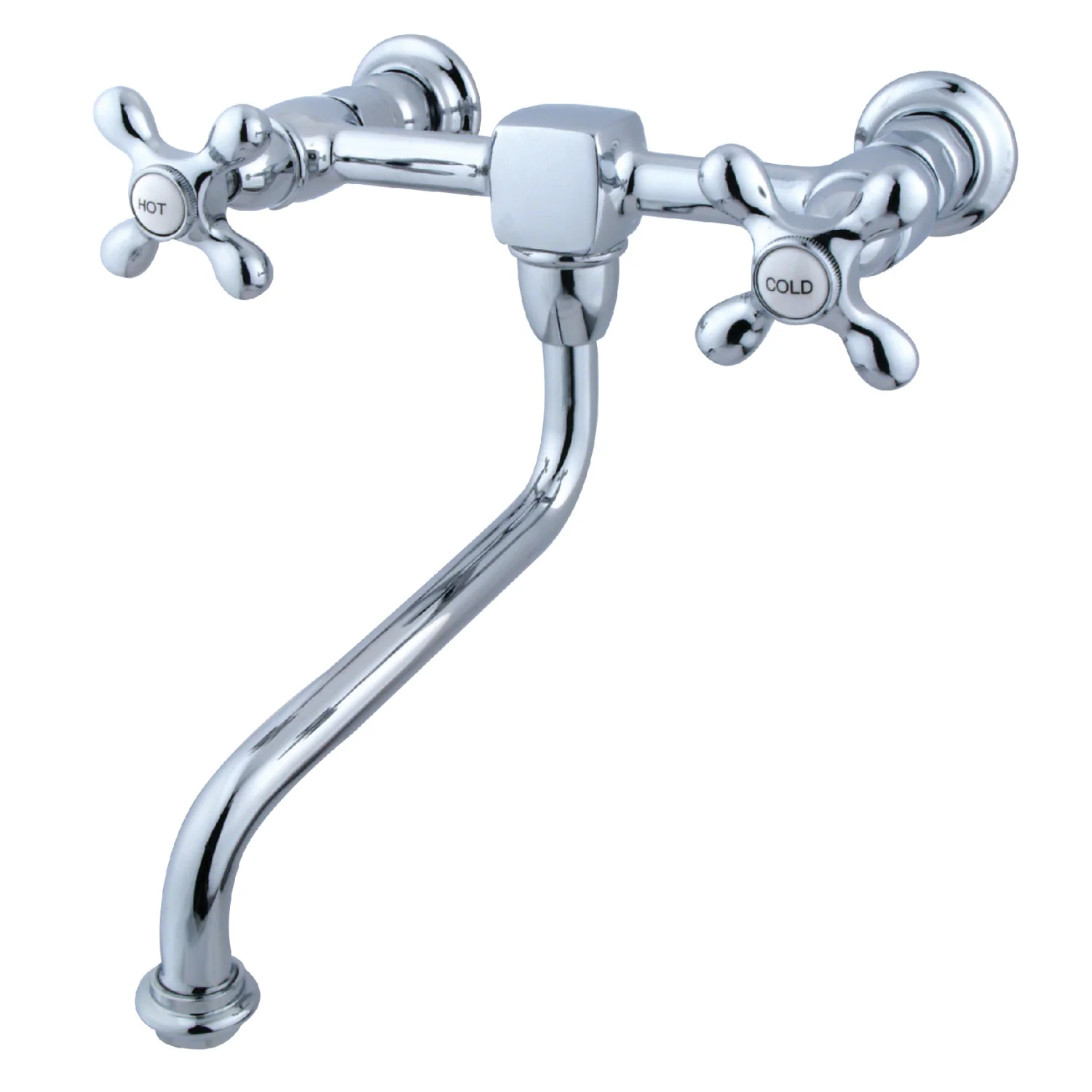 Kingston Heirloom KS1211AX - Heritage Double-Handle 2-Hole Wall Mount Bathroom Faucet, Polished Chrome