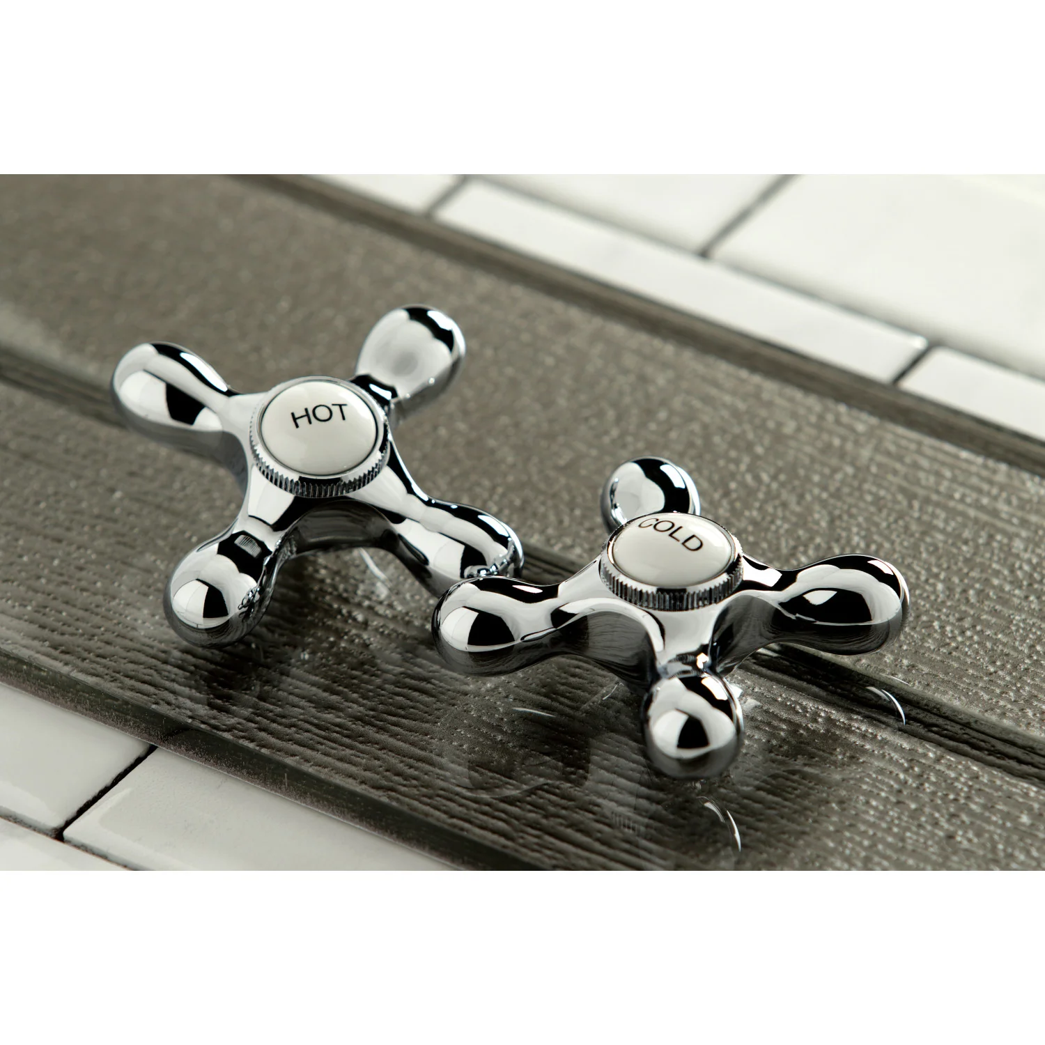 Kingston Heirloom KS1211AX - Heritage Double-Handle 2-Hole Wall Mount Bathroom Faucet, Polished Chrome - Image 3