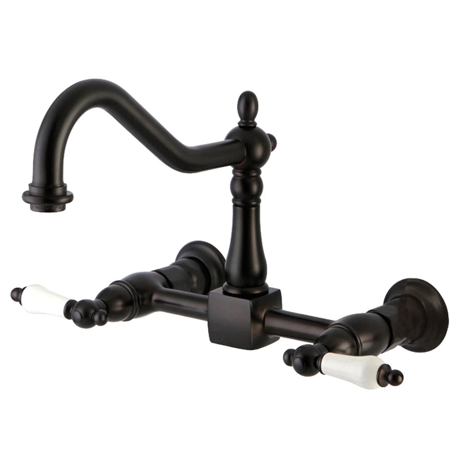 Kingston Heirloom KS1245PL - Heritage Two-Handle 2-Hole Wall Mount Bridge Kitchen Faucet, Oil Rubbed Bronze