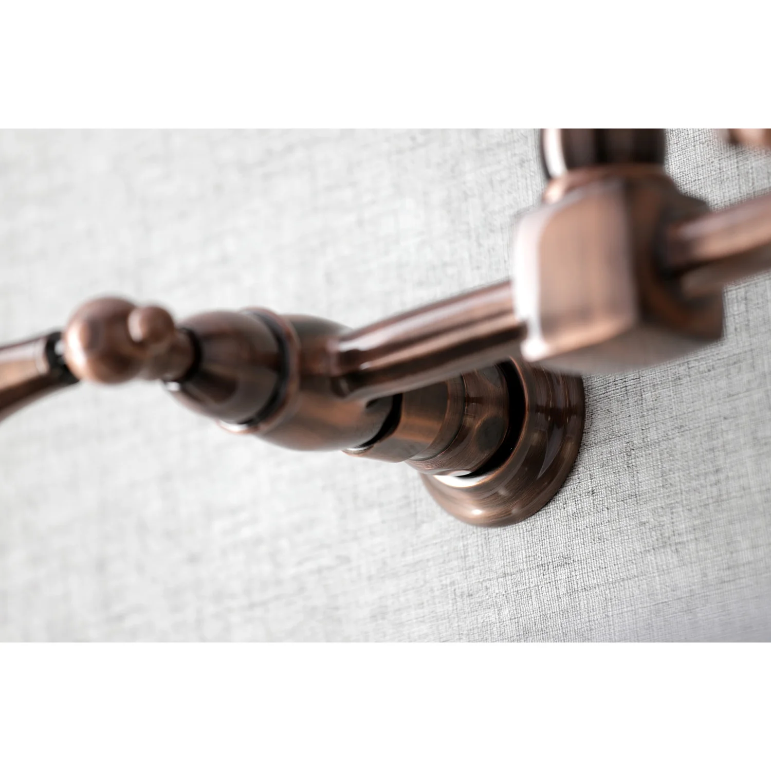 Kingston Heirloom KS124ALAC - Heritage Two-Handle 2-Hole Wall Mount Bridge Kitchen Faucet, Antique Copper - Image 3