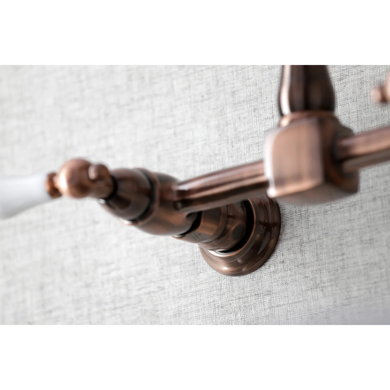 Kingston Heirloom KS124PLAC - Heritage Two-Handle 2-Hole Wall Mount Bridge Kitchen Faucet, Antique Copper - Image 3
