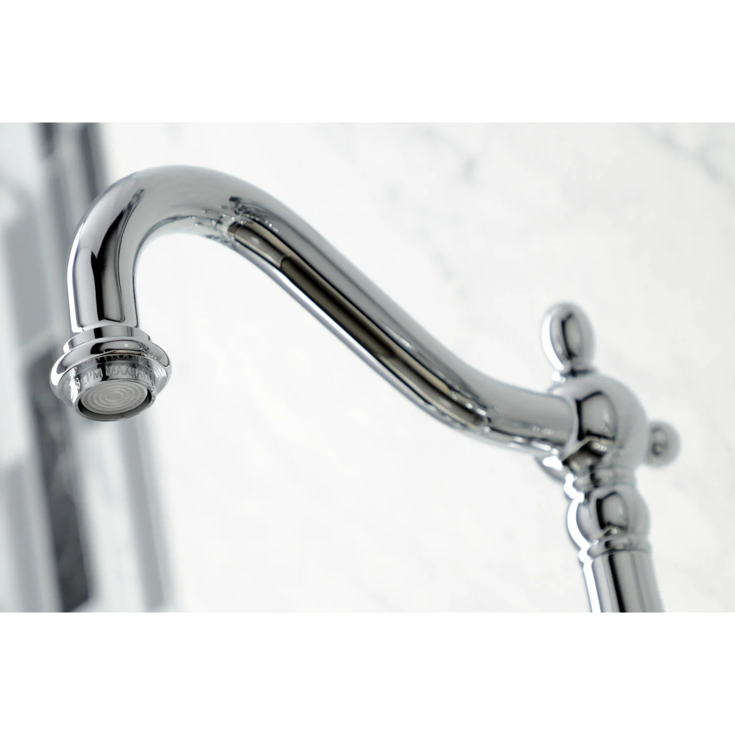 Kingston Heirloom KS1261AXBS - Heritage Two-Handle 3-Hole Wall Mount Bridge Kitchen Faucet with Brass Sprayer, Polished Chrome - Image 6