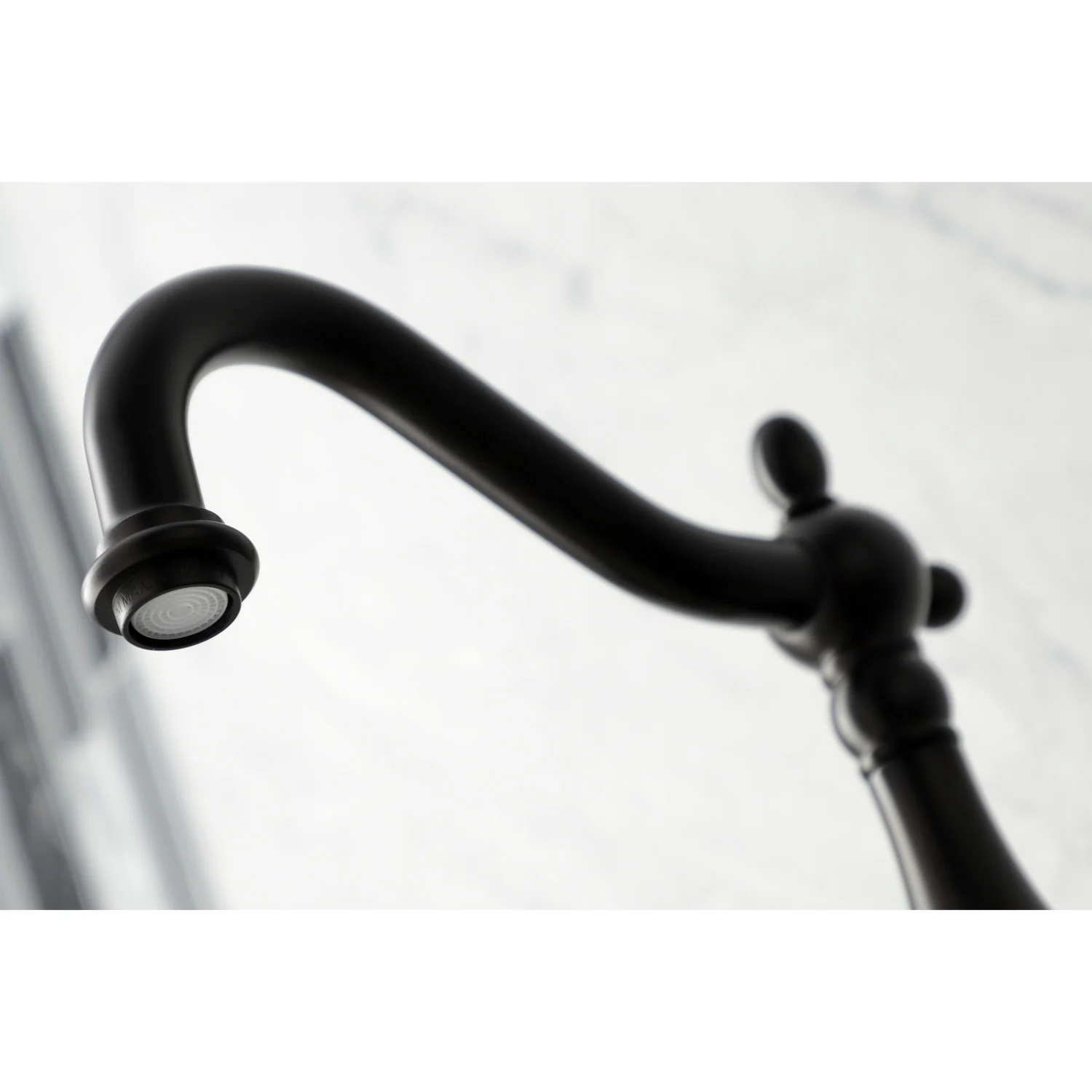 Kingston Heirloom KS1265ALBS - Heritage Two-Handle 3-Hole Wall Mount Bridge Kitchen Faucet with Brass Sprayer, Oil Rubbed Bronze - Image 6