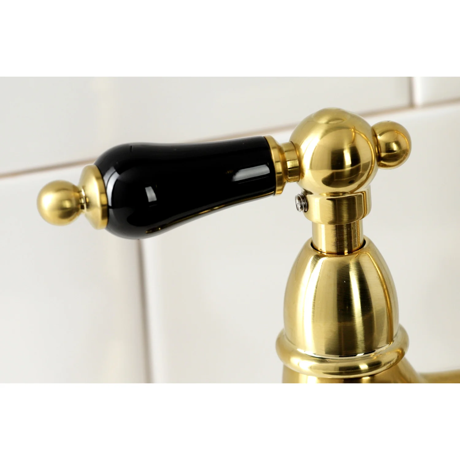 Kingston Heirloom KS1277PKLBS - Duchess Two-Handle 4-Hole Deck Mount Bridge Kitchen Faucet with Brass Sprayer, Brushed Brass - Image 2