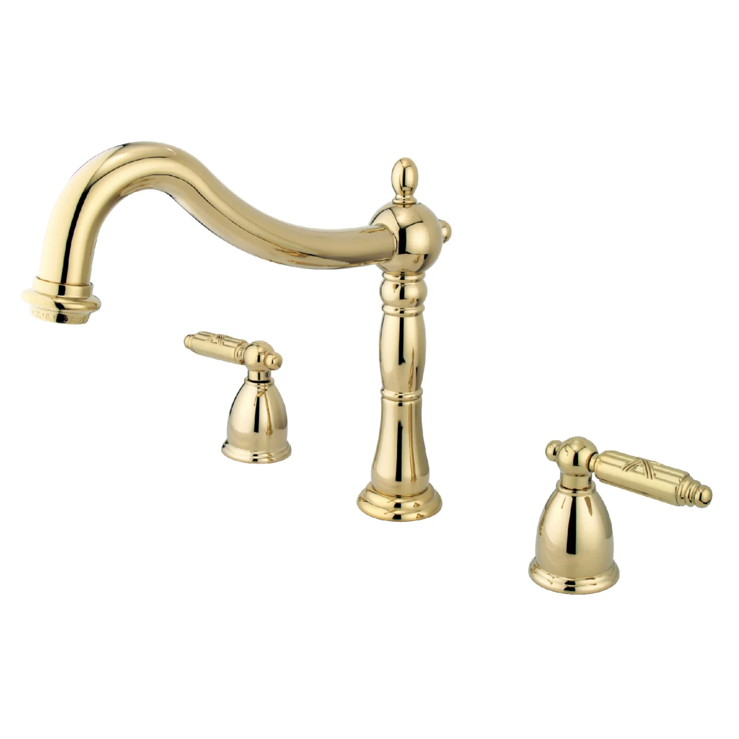 Kingston Heirloom KS1342GL - Georgian Two-Handle 3-Hole Deck Mount Roman Tub Faucet, Polished Brass