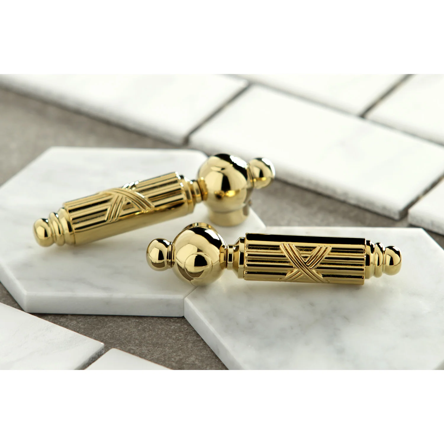 Kingston Heirloom KS1342GL - Georgian Two-Handle 3-Hole Deck Mount Roman Tub Faucet, Polished Brass - Image 2
